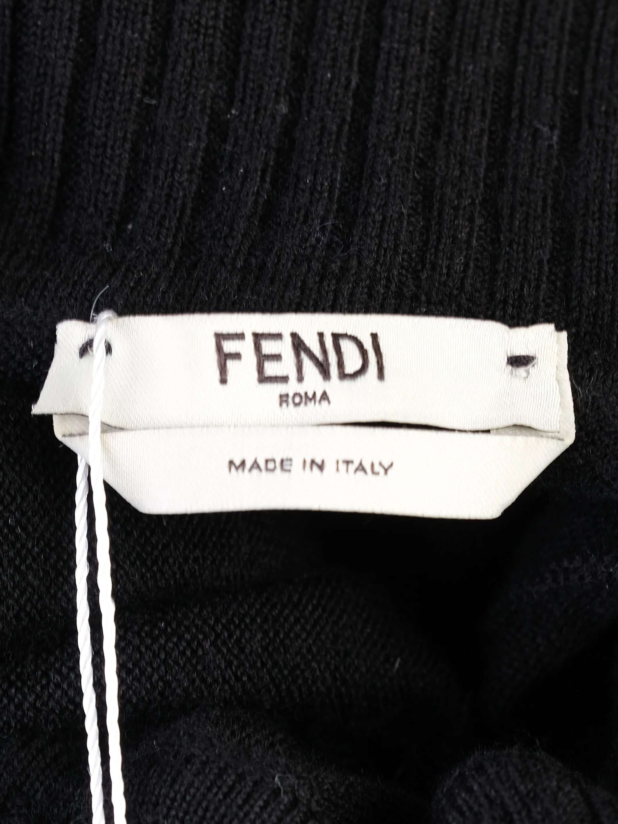 Fendi Black Wool Turtleneck Sweater M with Colorful Patches