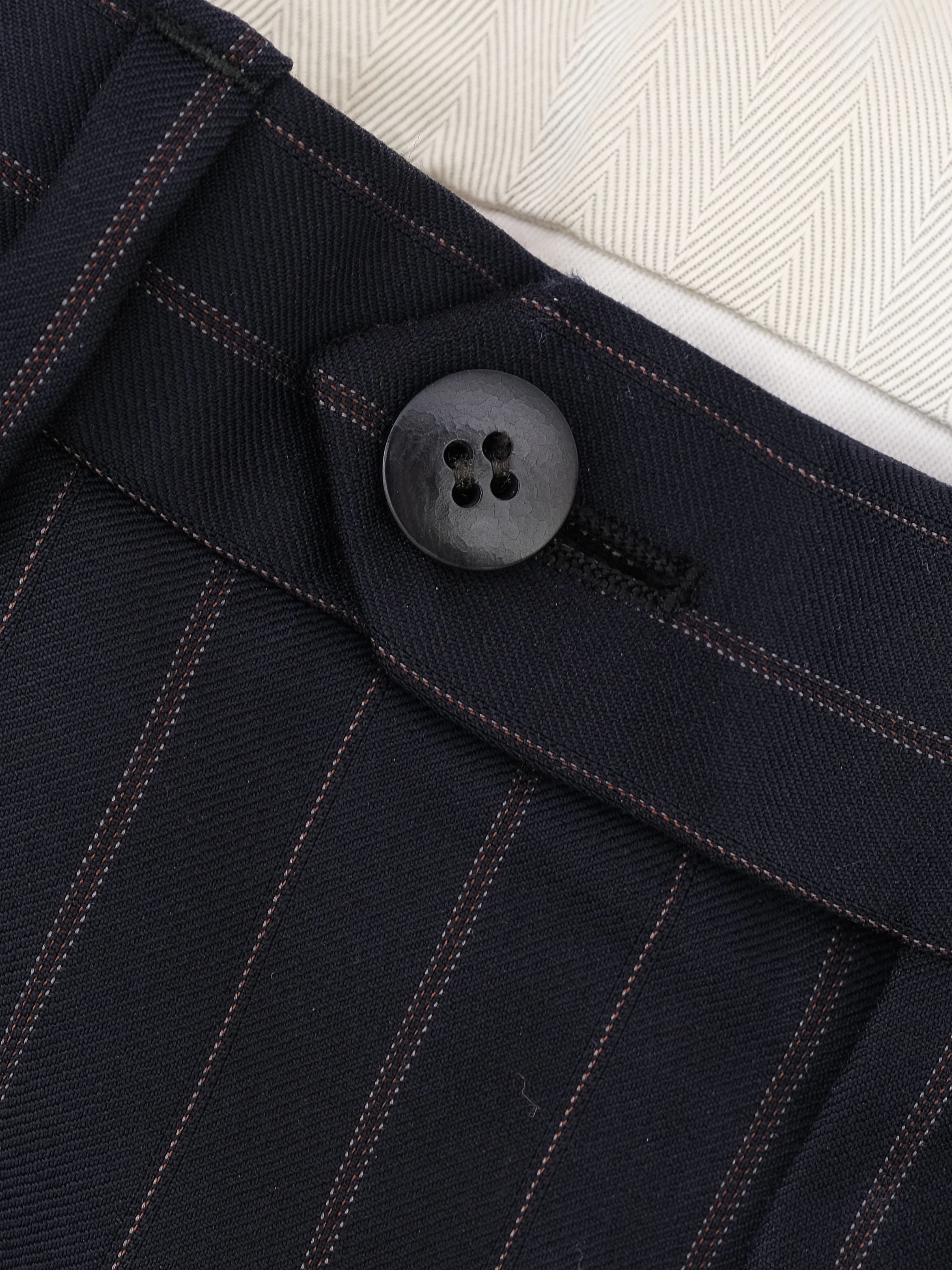 Excellent BRIONI Black Wool Pinstripe Suit Jacket Size XL