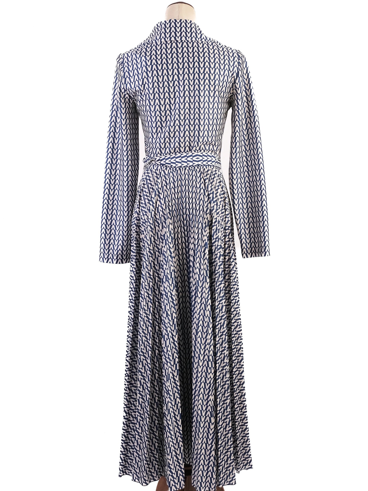 NEW Valentino Geometric Wrap Dress Blue & White Size S
