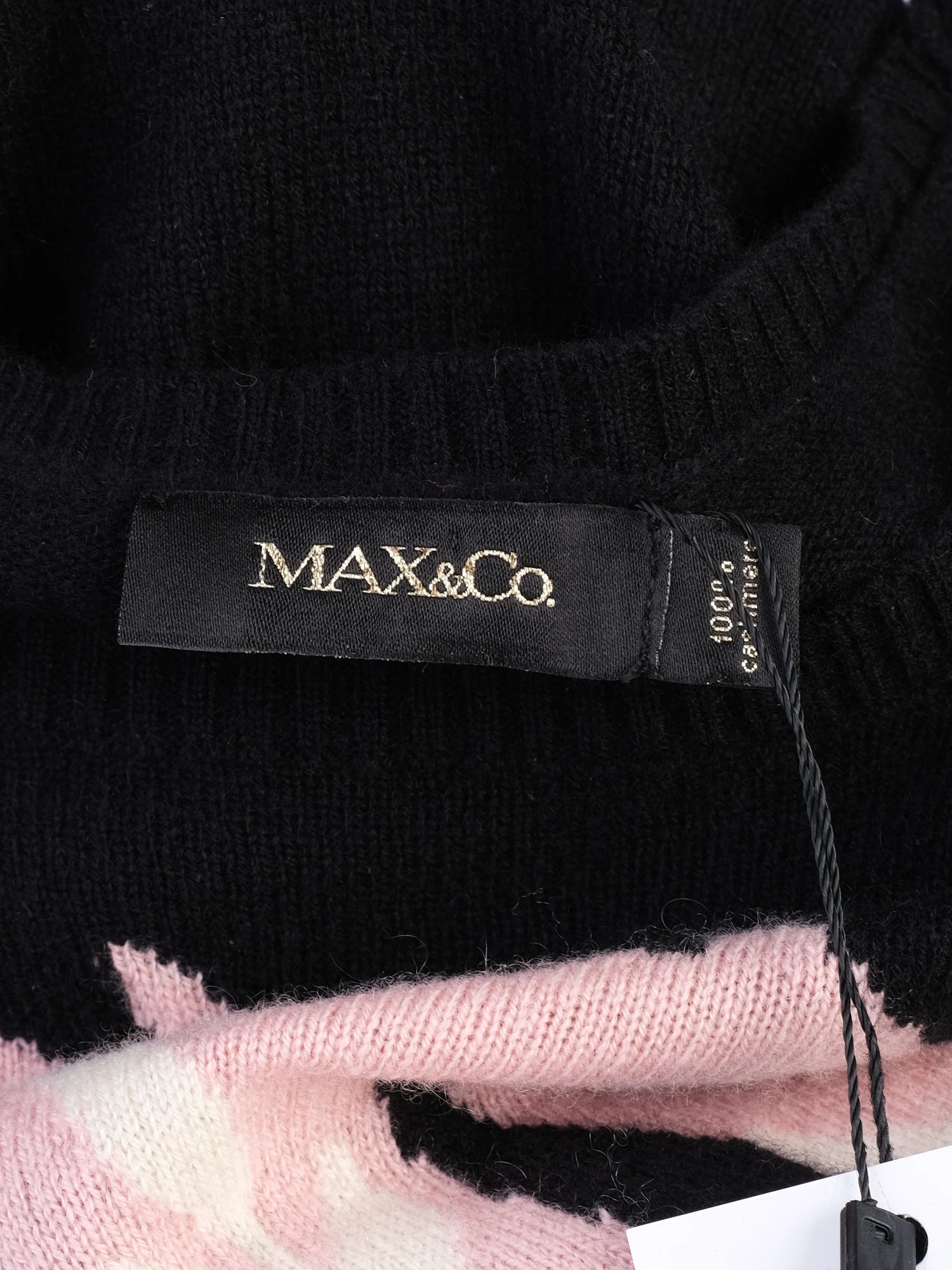 Excellent MAX&Co Black Sweater M 100% Cashmere Abstract Design