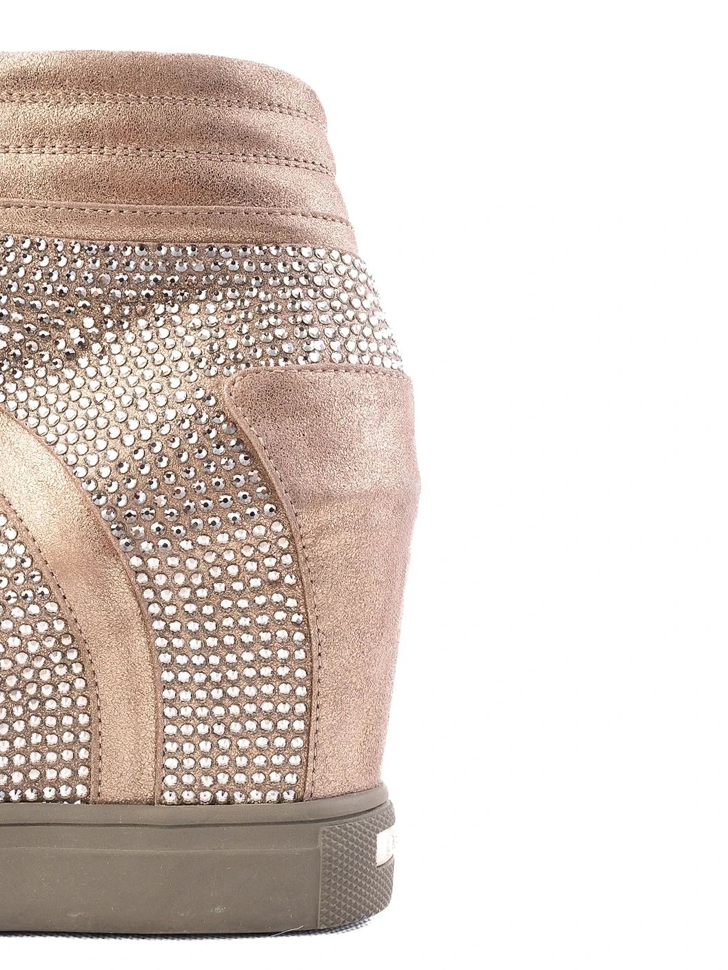 Perfect Lesilla Green Leather Wedge Sneakers with Rhinestones