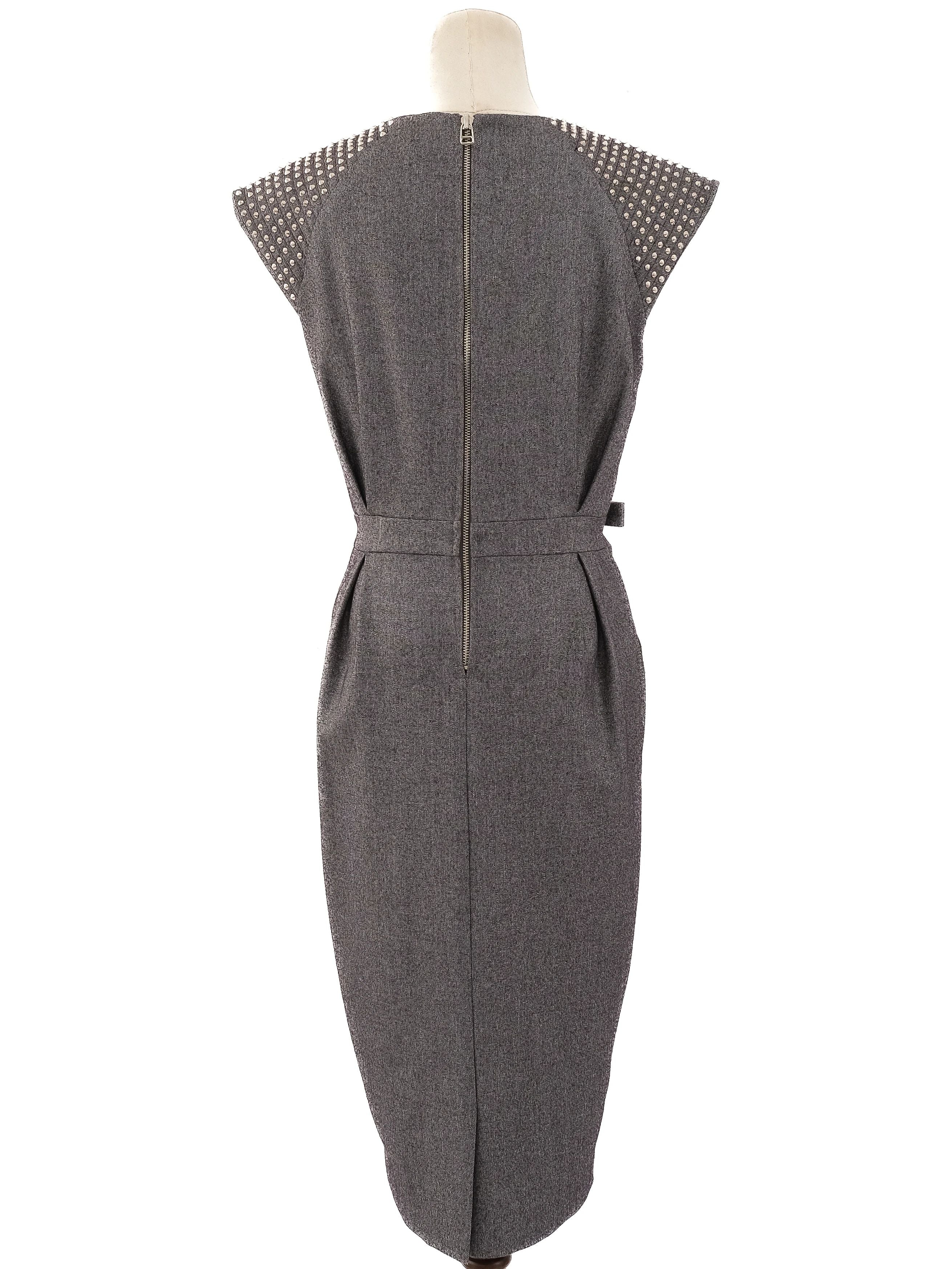 Excellent Thomas Wylde Gray Sleeveless Dress with Embellished Shoulders Size L