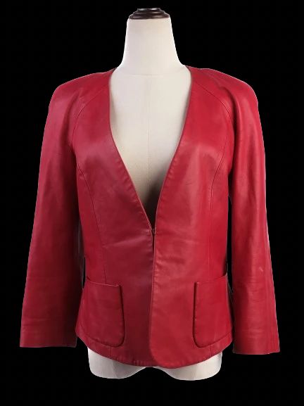 Excellent Jay AHR Red Leather Jacket Women Size M