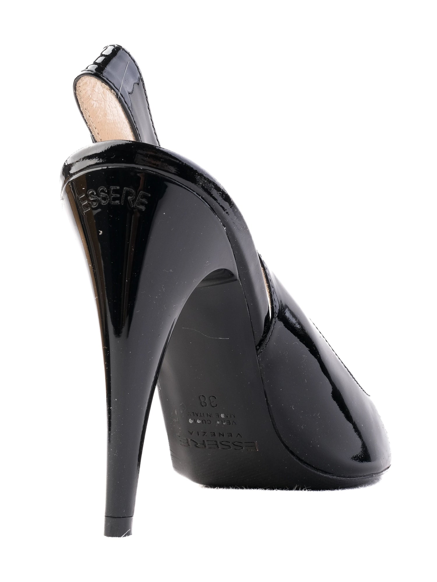 EXCELLENT Essere Black Leather High-Heeled Shoes Size 38