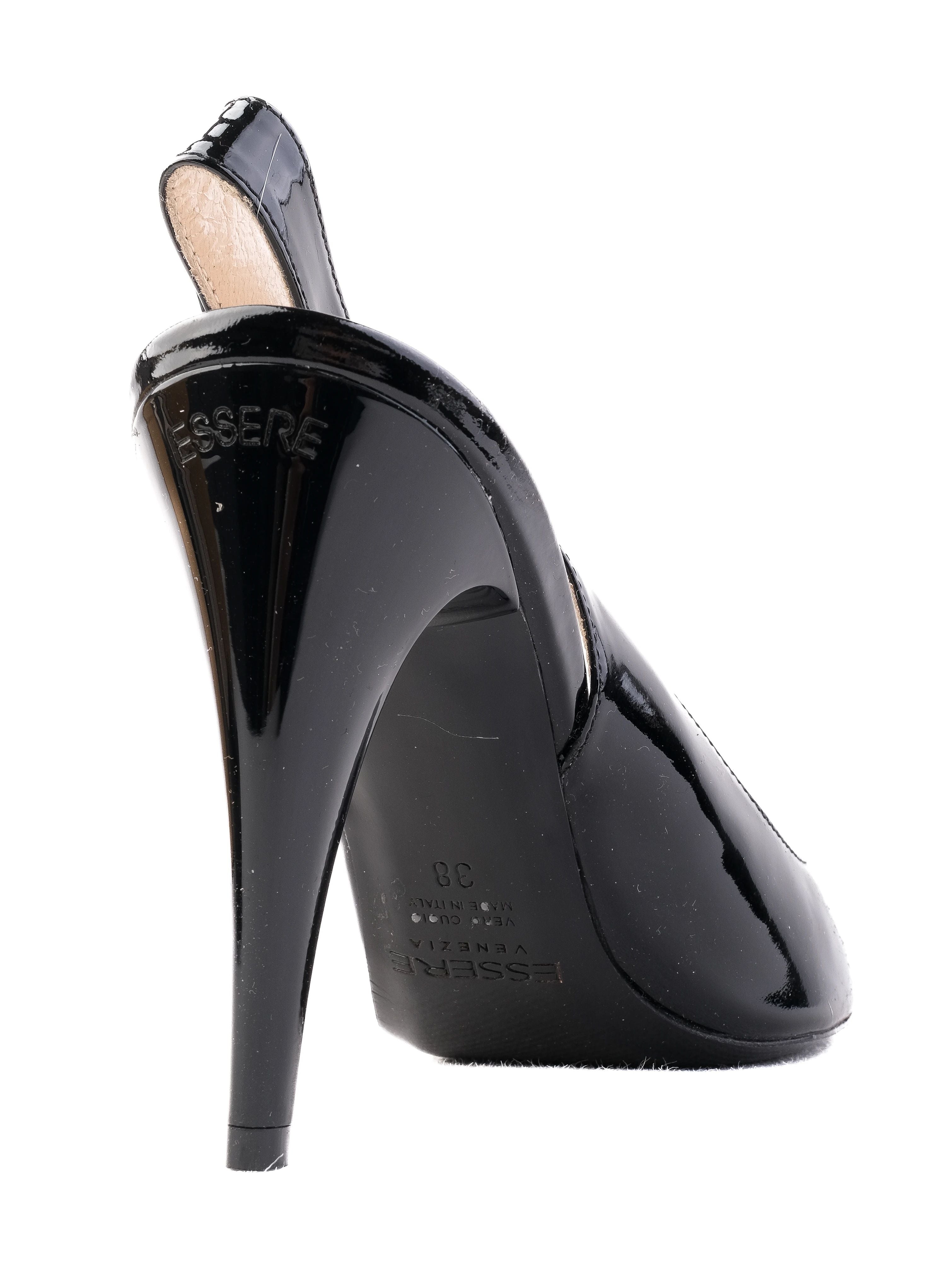 EXCELLENT Essere Black Leather High-Heeled Shoes Size 38