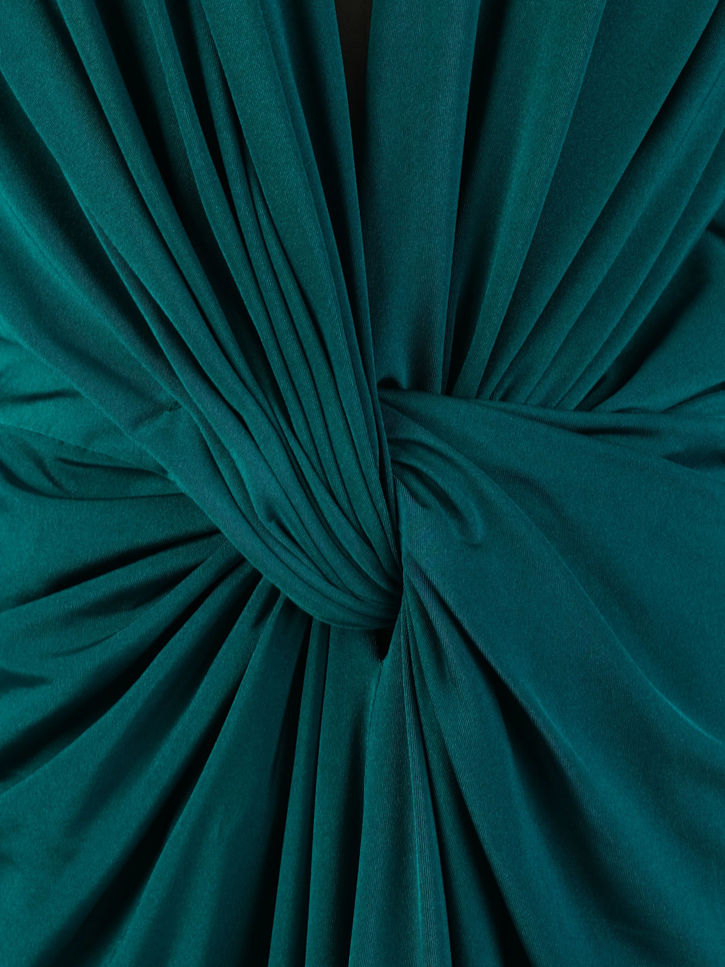 NEW Green Teal Dress Women Polyester Deep V-Neck Size M