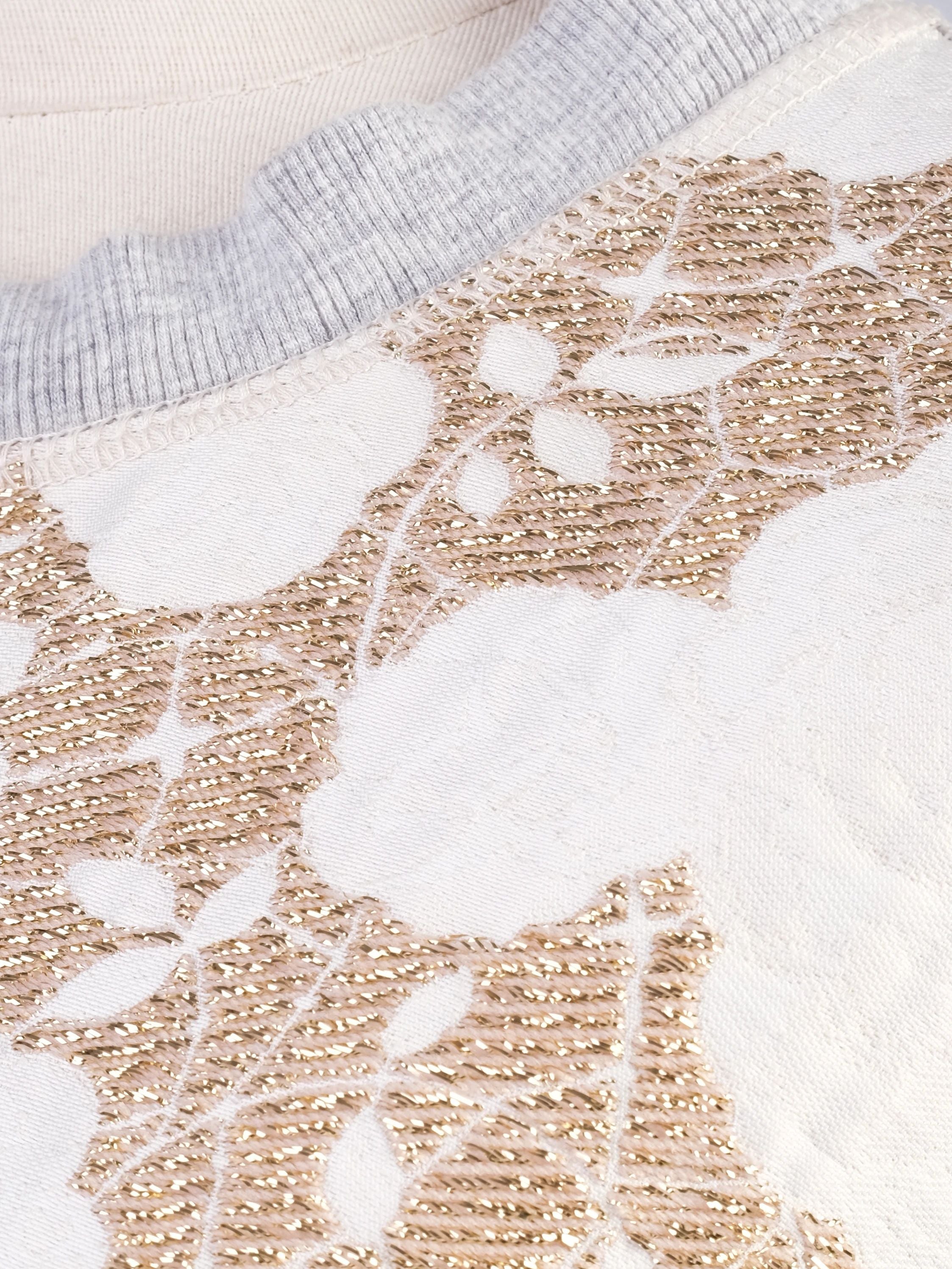 Excellent Stella McCartney Gray Cotton Sweater with Floral Detail