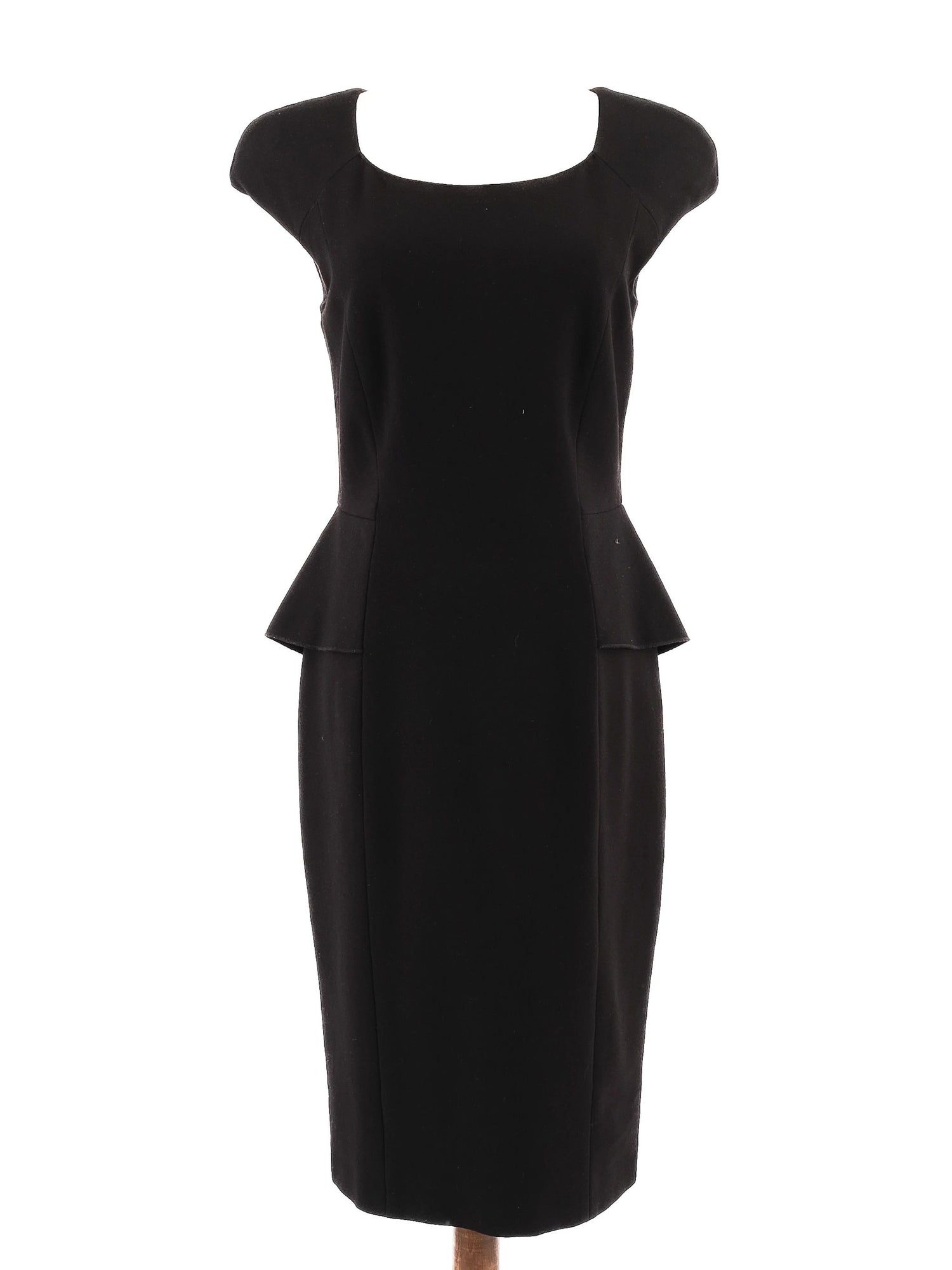 Excellent Marella Black Cocktail Dress Size M Peplum Cap Sleeves