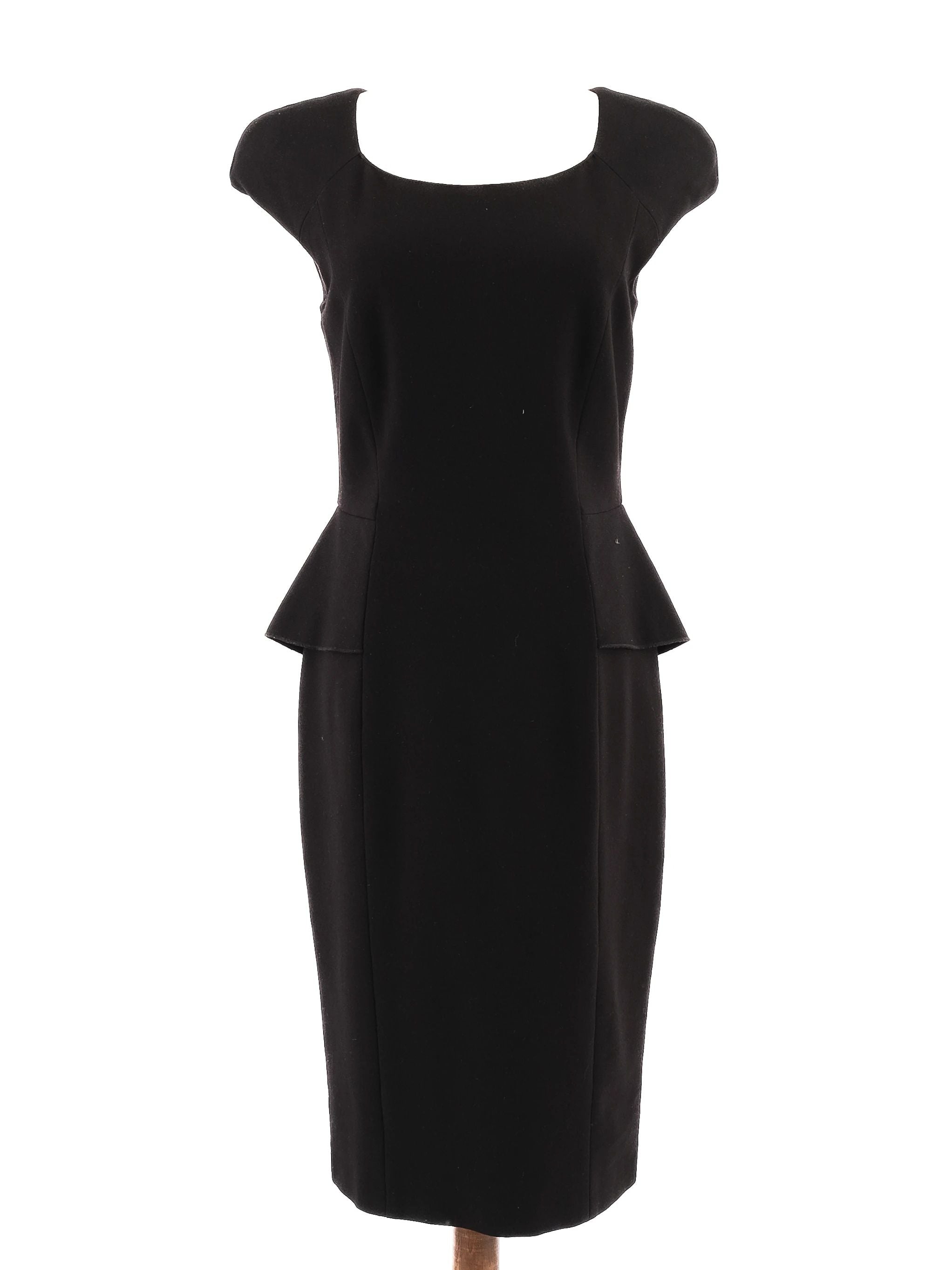 Excellent Marella Black Cocktail Dress Size M Peplum Cap Sleeves