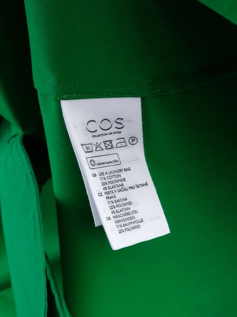 Excellent COS Green Nylon Wrap Dress Size XS with Tie Waist