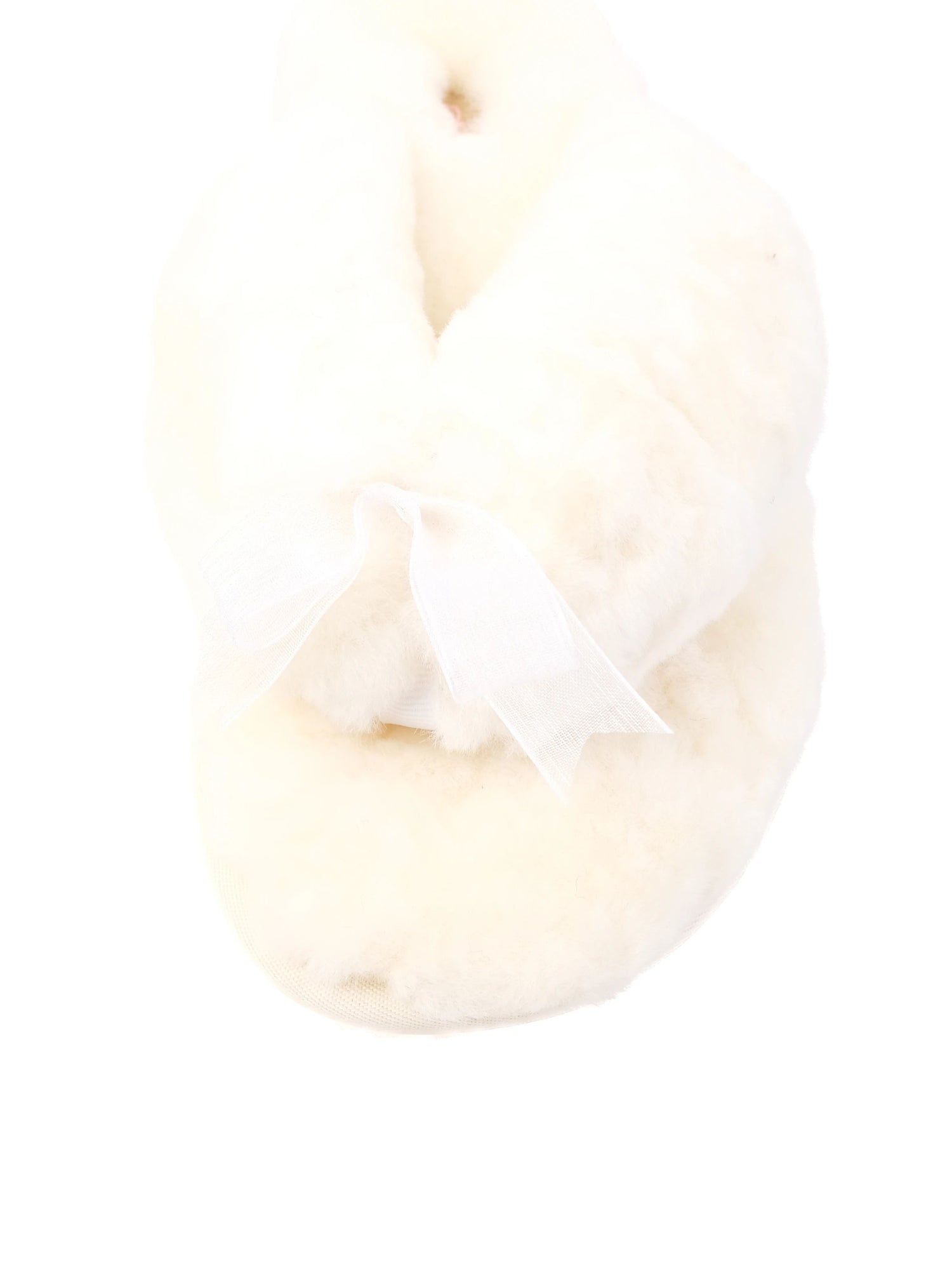 NEW Ugg White Faux Fur Slippers with Decorative Bow for Women