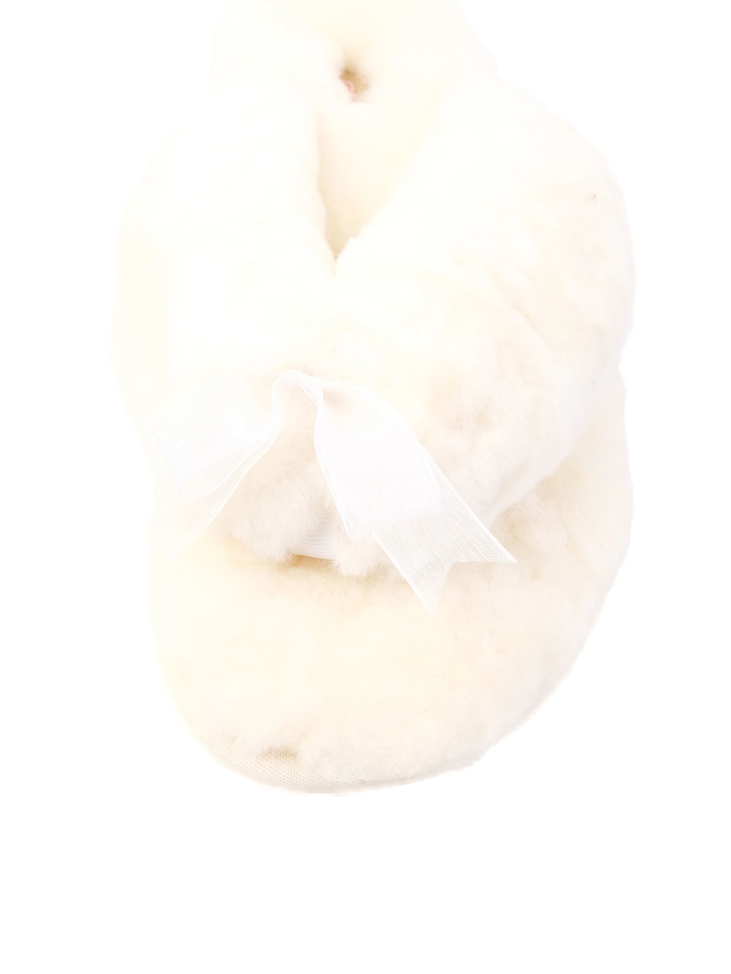NEW Ugg White Faux Fur Slippers with Decorative Bow for Women