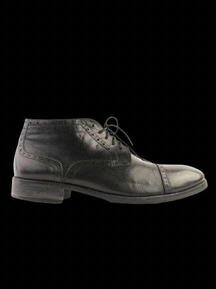 Excellent Baldinini Black Leather Brogue Boots Size 42.5 for Men