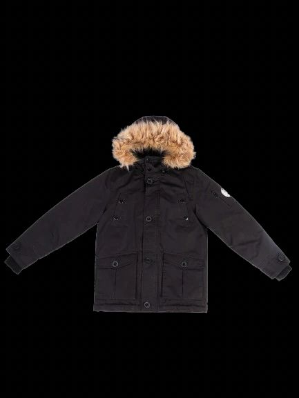 Excellent Diesel Black Winter Jacket for Kids Size 12 with Fur Hood