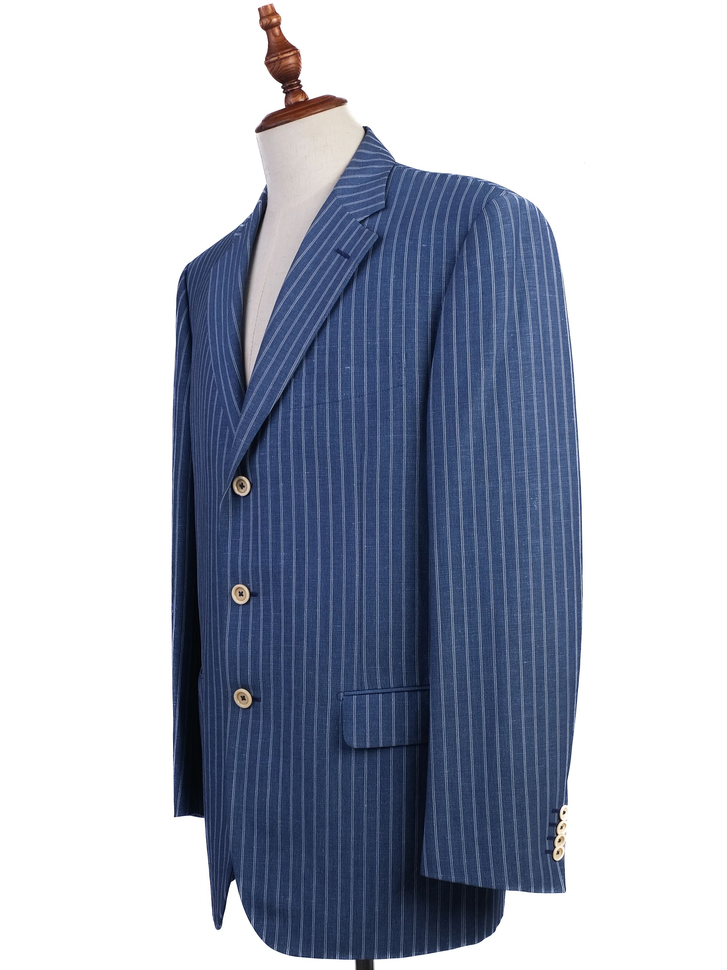 Excellent Pal Zileri Blue Wool Suit Jacket Size XXL Pinstripe