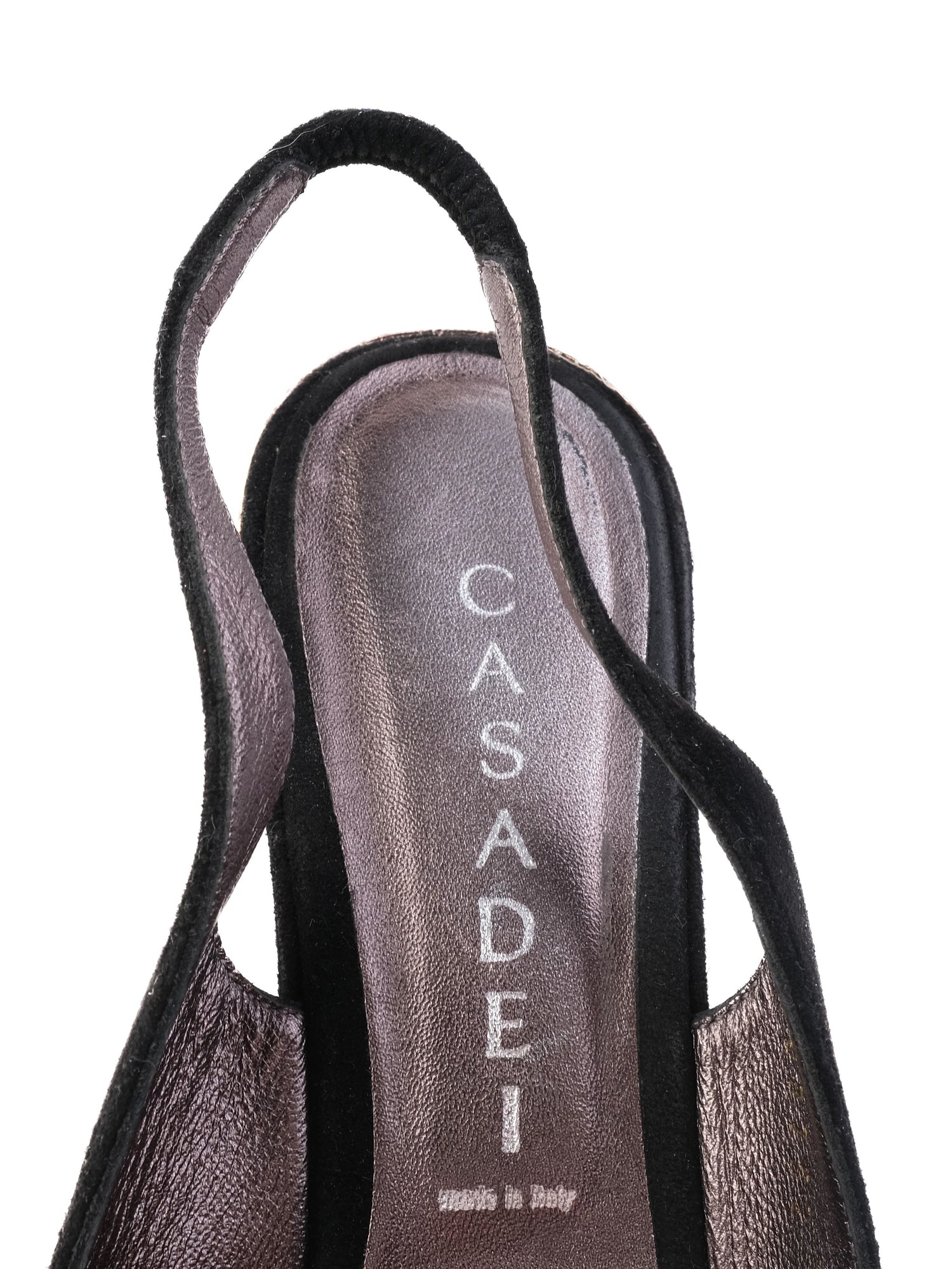 Casadei Black Genuine Suede High-Heeled Slingback Shoes Size 37.5