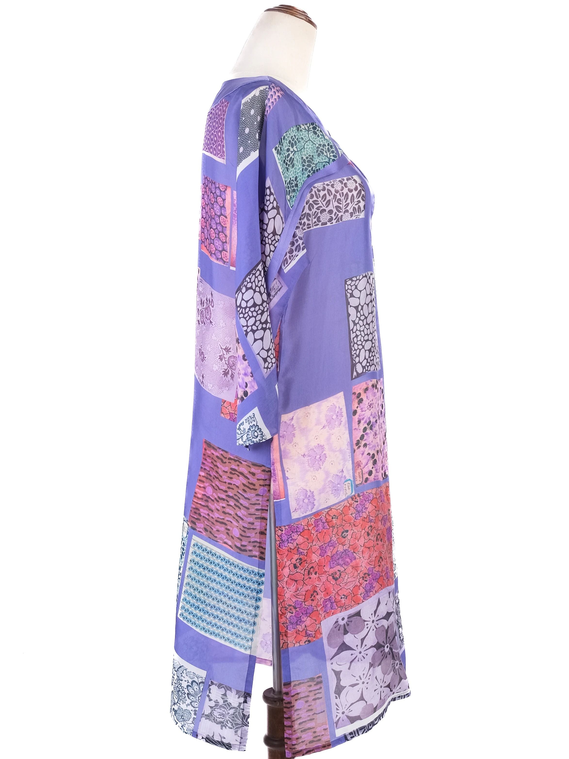 Excellent Etro Silk Purple Dress Patchwork Design Size N/A