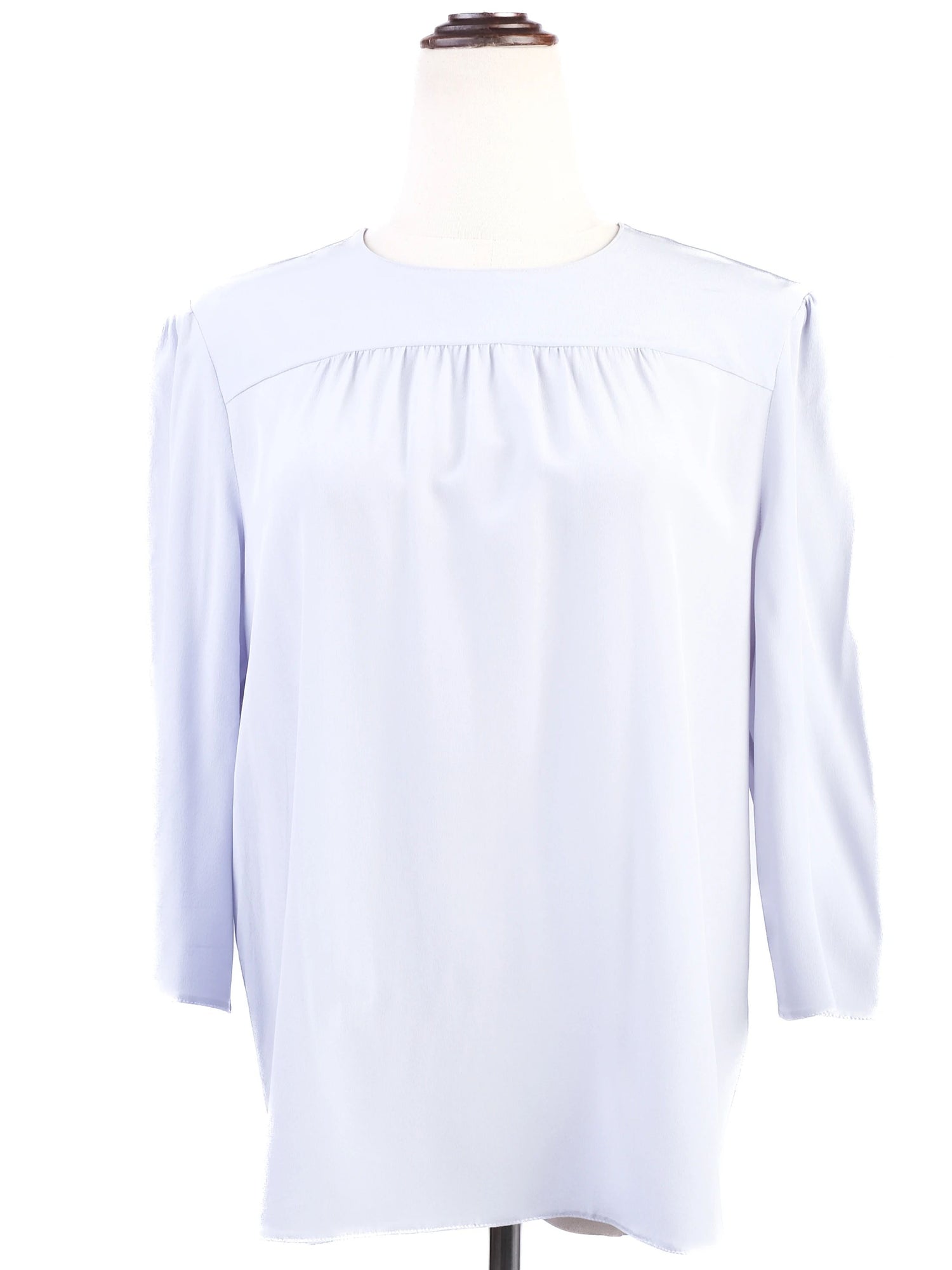 Excellent Prada Gray Silk Blouse Size L with Button-Up Back