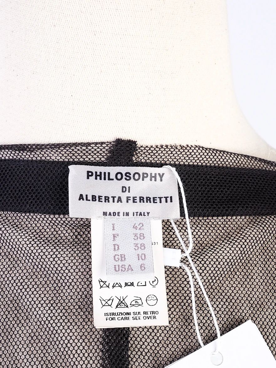 Excellent Philosophy di Alberta Ferretti Black Sheer Top Size M