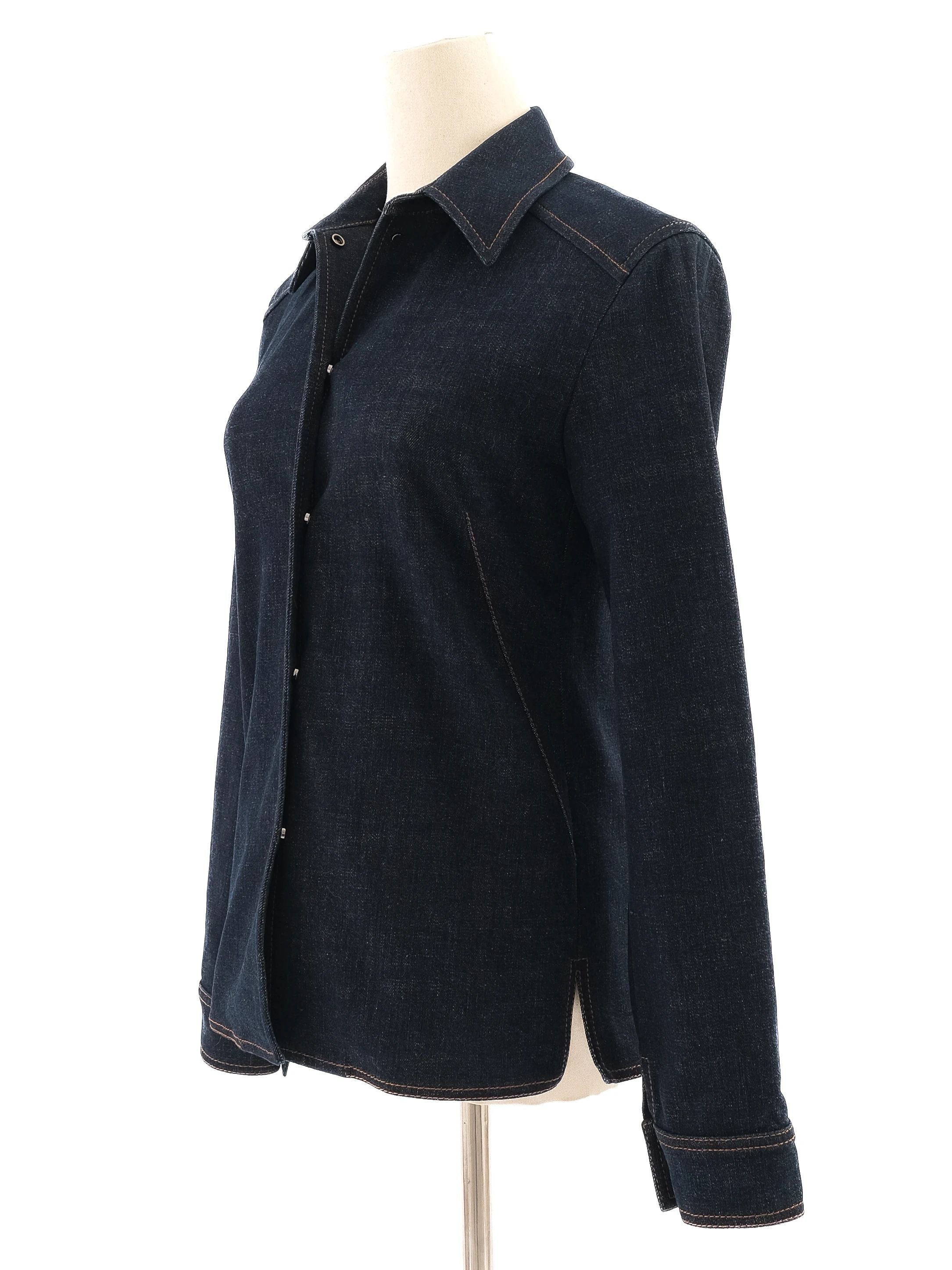 Excellent Loro Piana Blue Denim Button-Up Shirt Size S