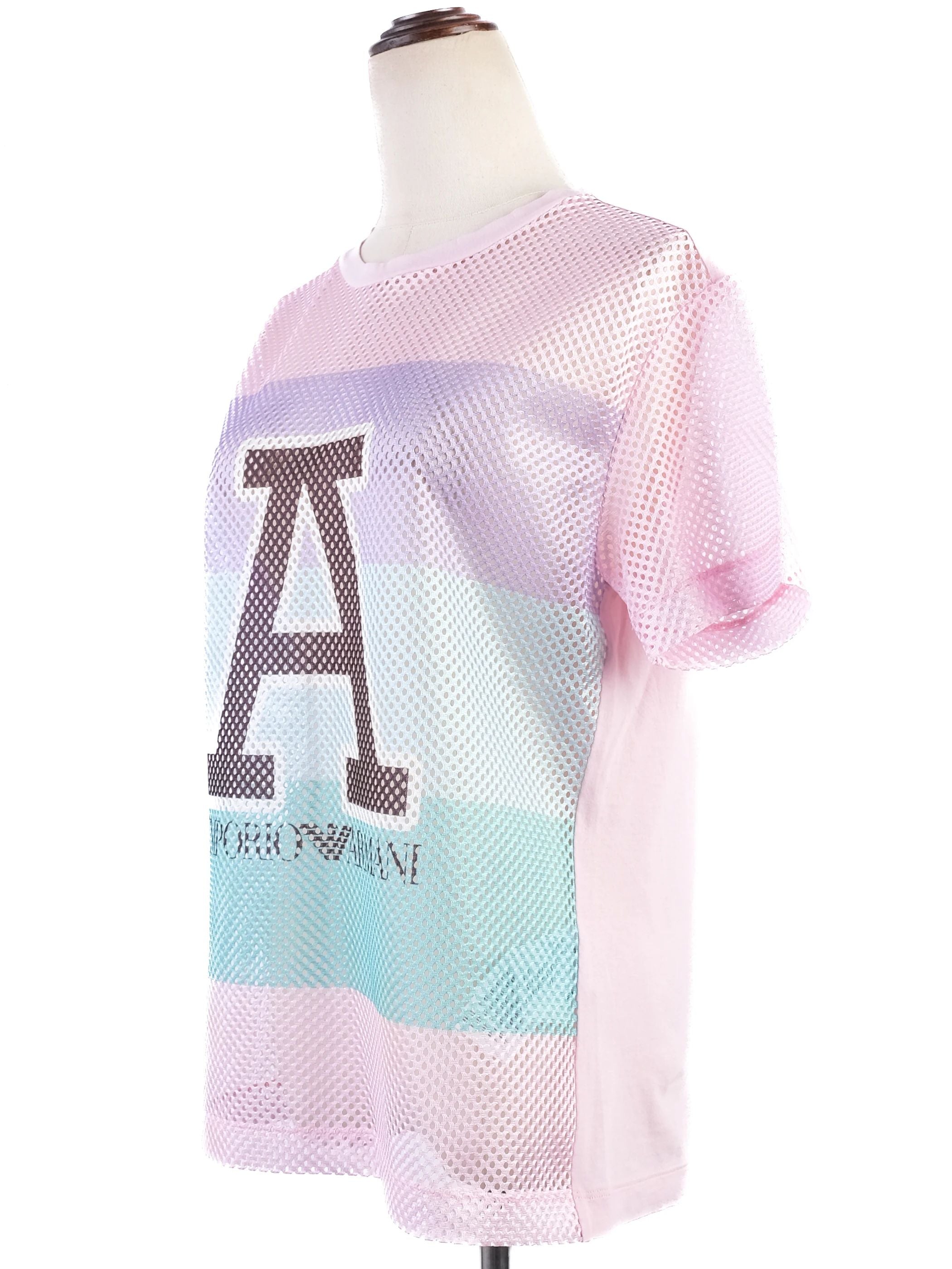Excellent Emporio Armani Pink Cotton Mesh T-Shirt Size M