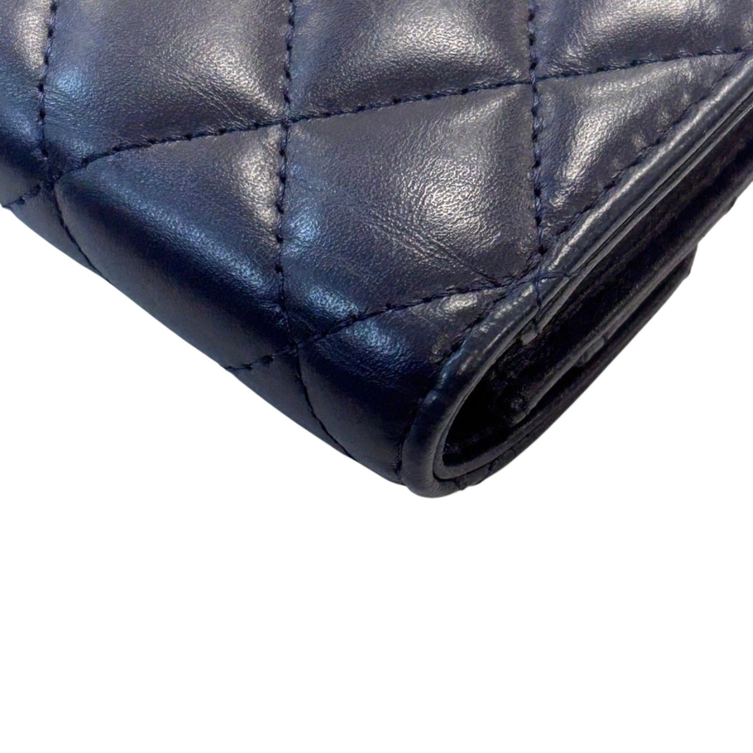 Chanel Matelasse 2.55 Coin Case Calfskin Blue Gold Plated (no Card)