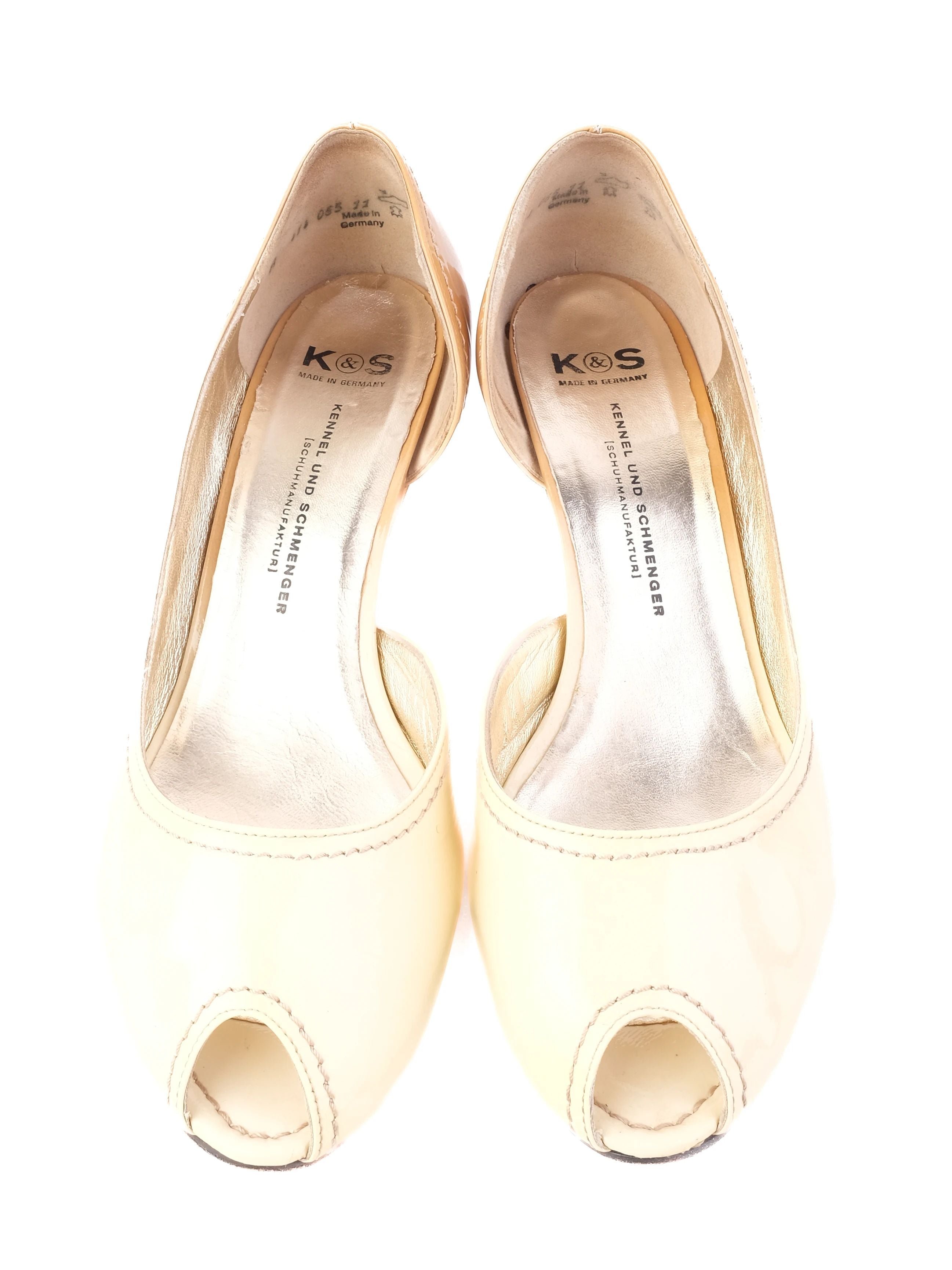 Excellent Kennel&Shmenger White Leather Wedge Shoes Size 38