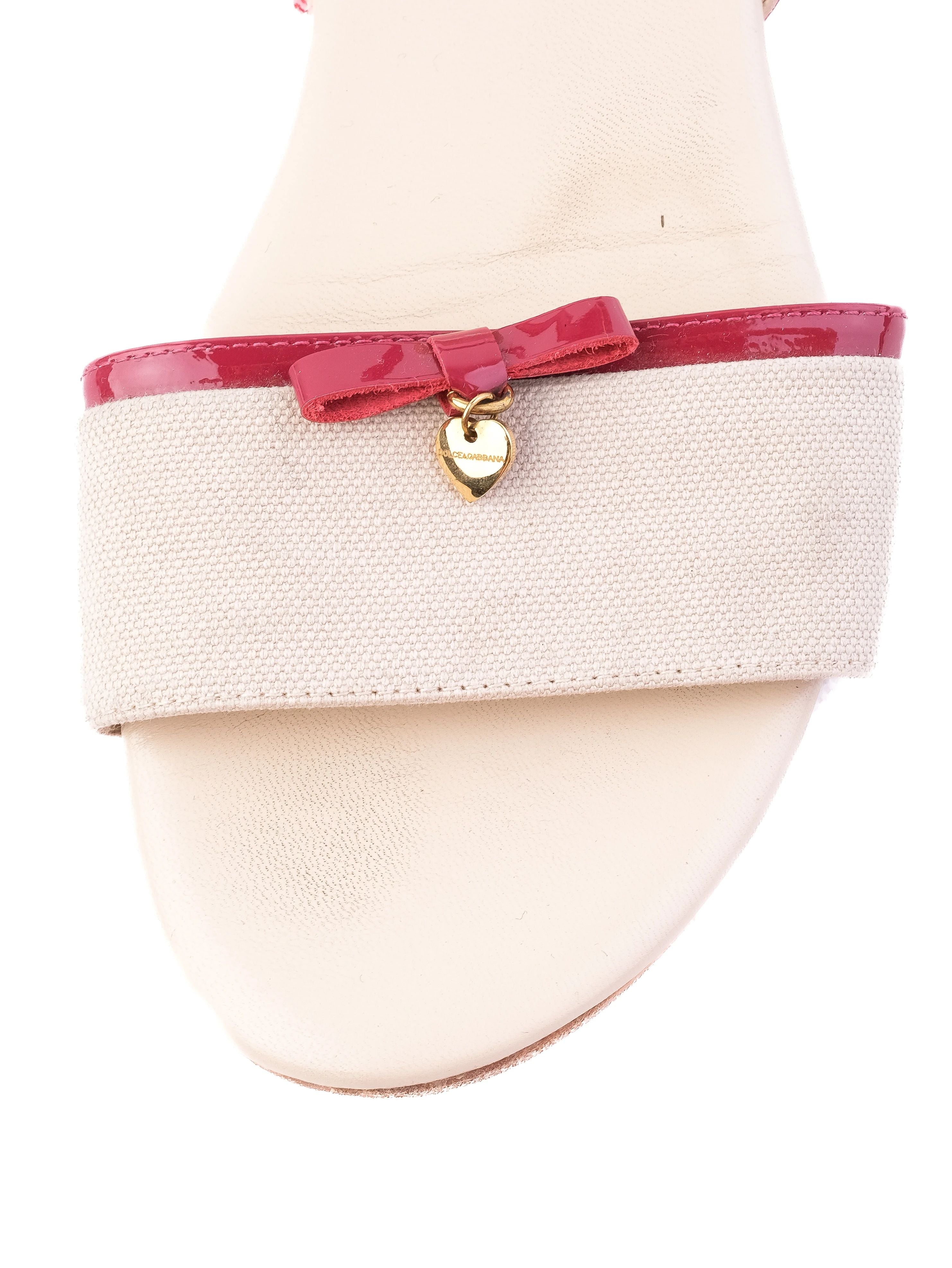 Excellent Dolce Gabbana Red Sandals Fabric Size 36 with Ankle Strap