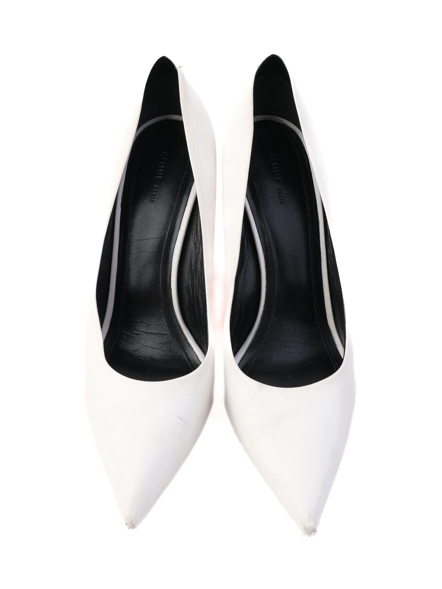 Celine White Leather Wedge Shoes with Orange Transparent Heel, Size 38.5