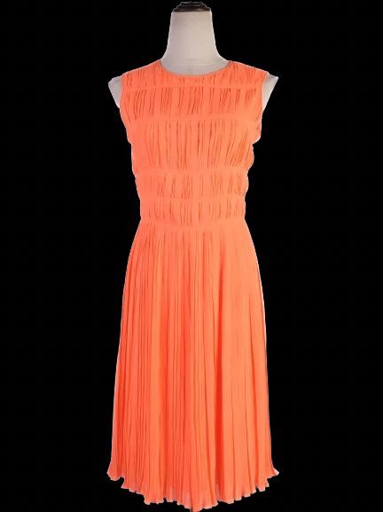 Excellent Blumarine Orange Sleeveless Pleated Dress Size M
