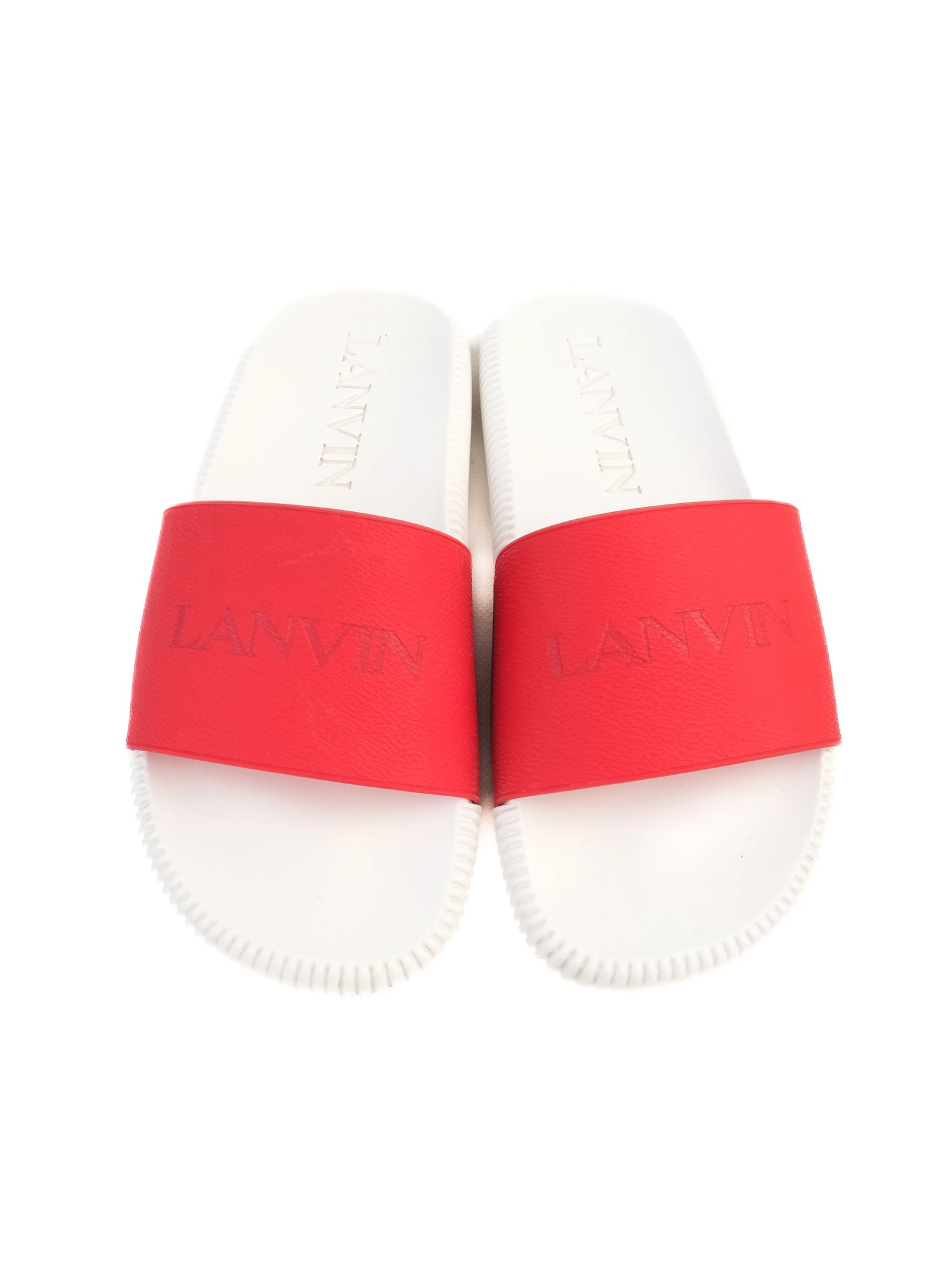 Excellent Lanvin Red and White Slide Sandals Size 40 for Men