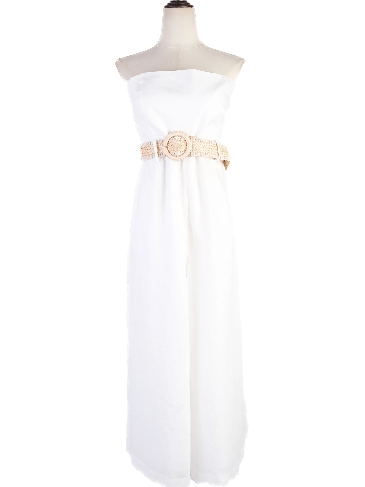 NEW Zimmerman White Strapless Jumpsuit with Woven Belt