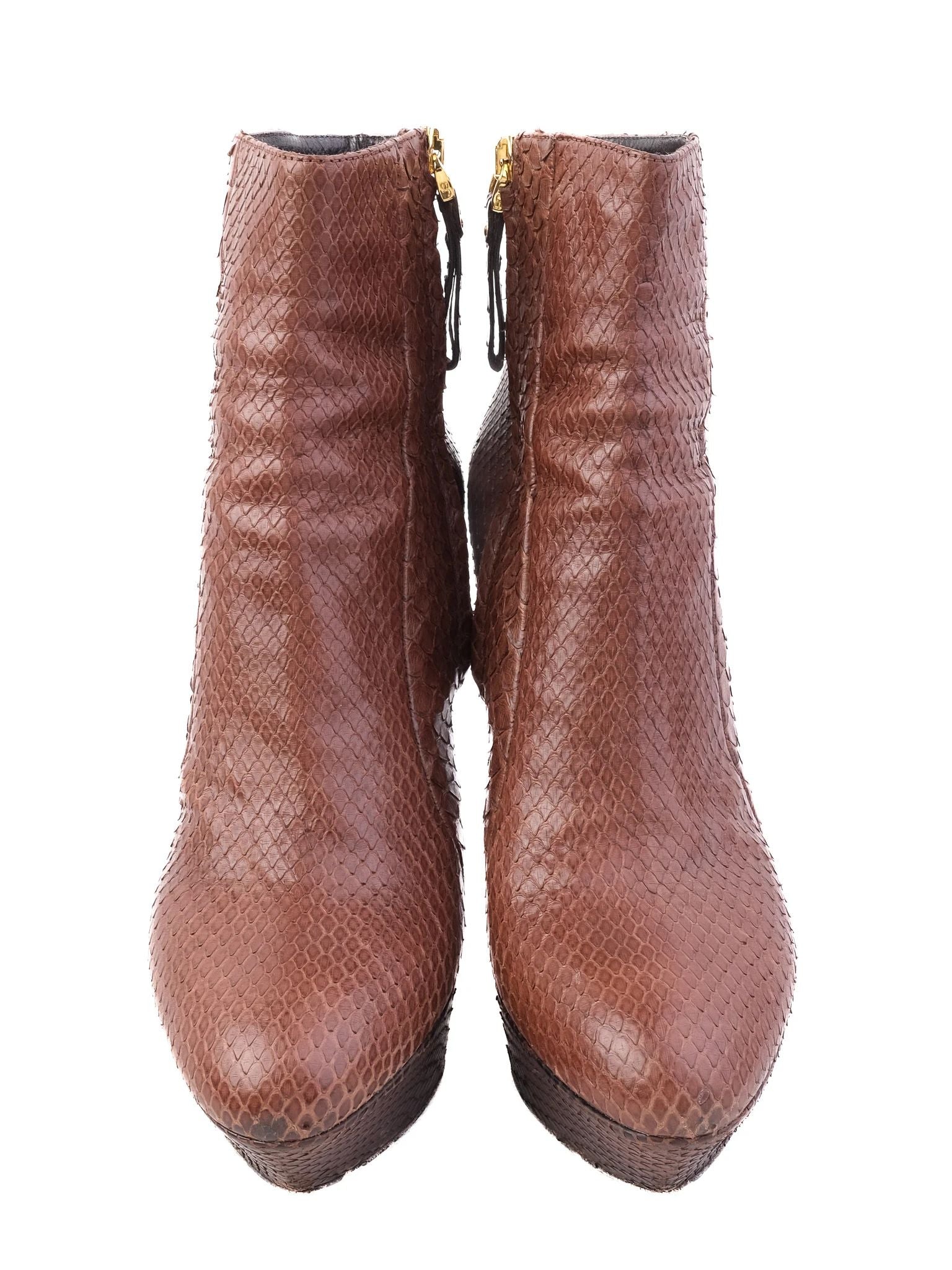 Excellent Sergio Rossi Orange Leather High-Heeled Ankle Boots Size 39