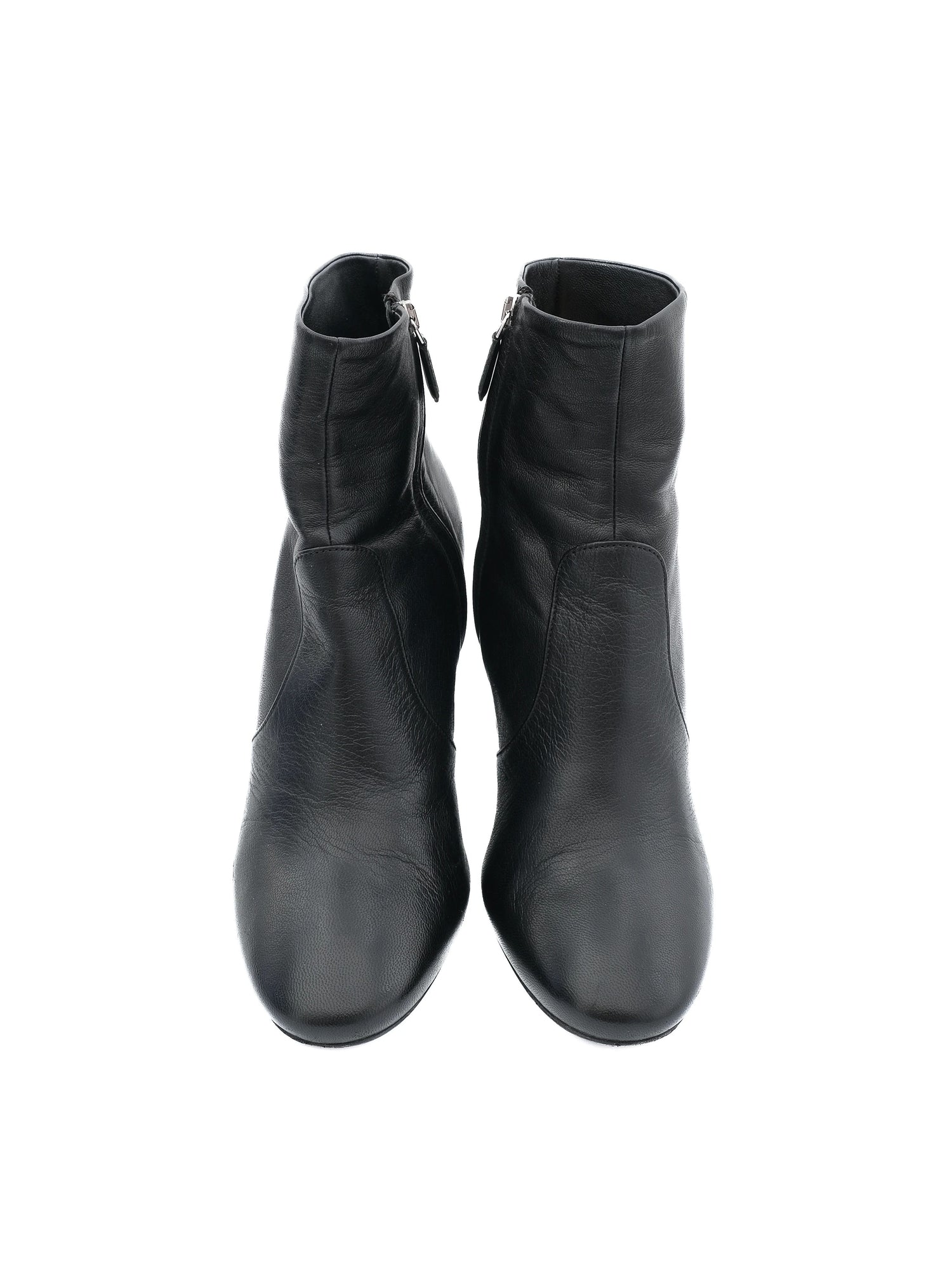 Excellent Prada Black Leather Ankle Boots Size 41 with Block Heel