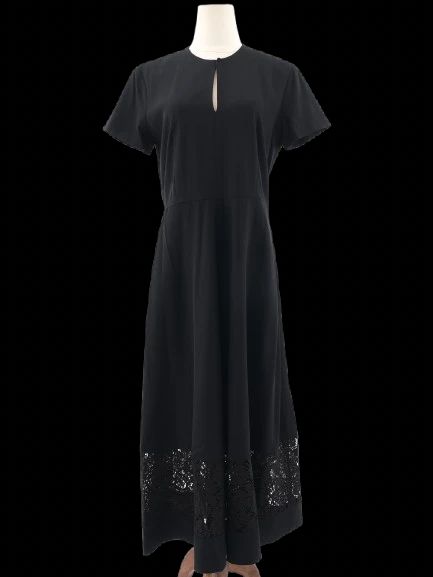 Excellent Marella Black Wool Dress with Lace Detailing Size N/A