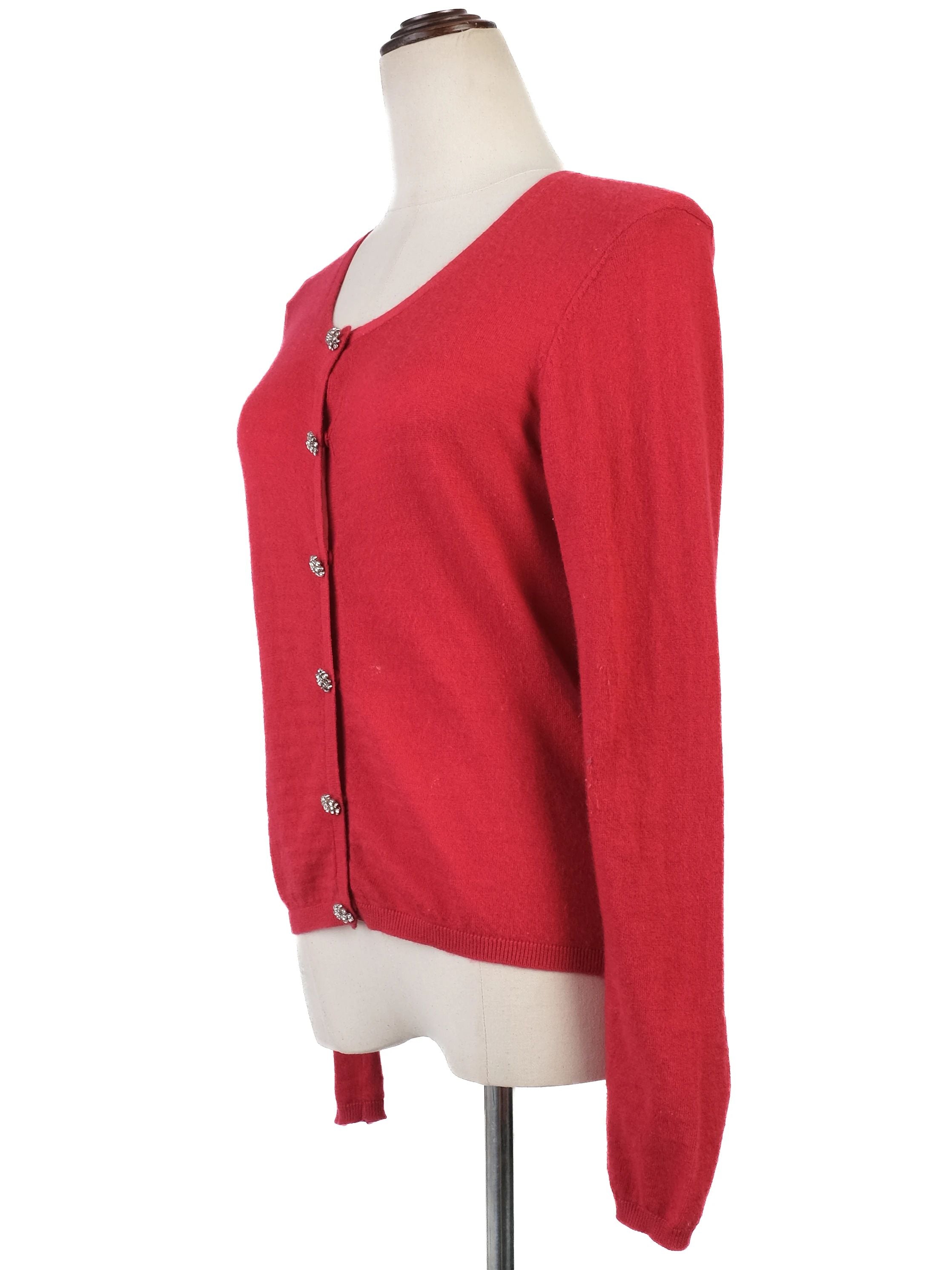 Excellent Tara Jarmon Red Cashmere Cardigan Size M
