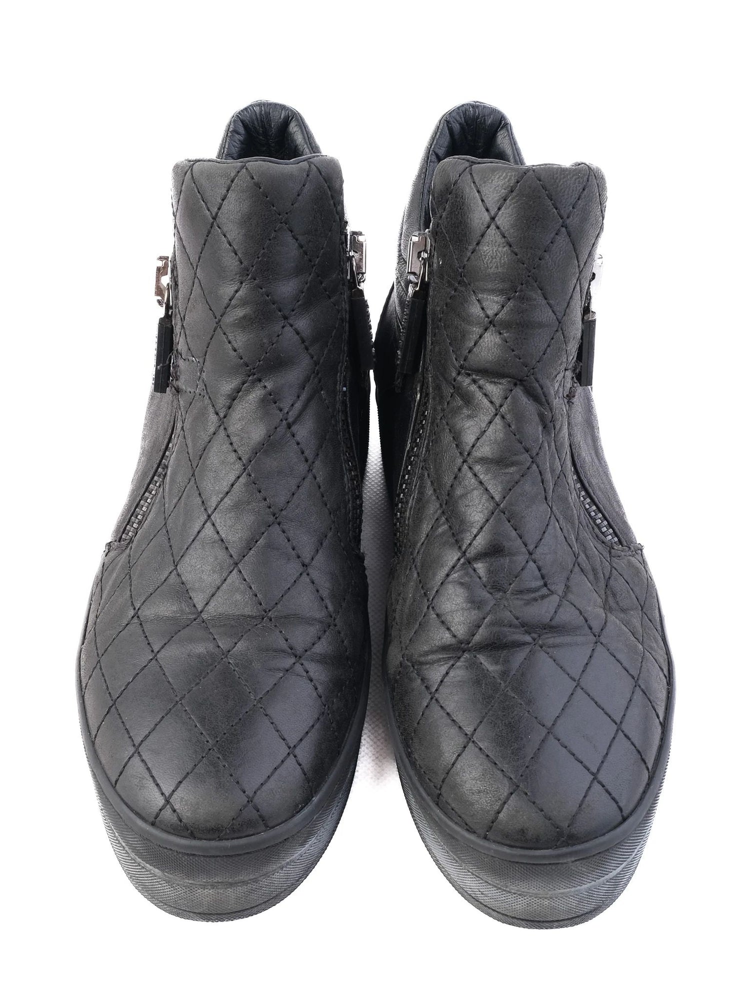 Excellent Baldinini Black Leather High-Top Sneakers Size 38