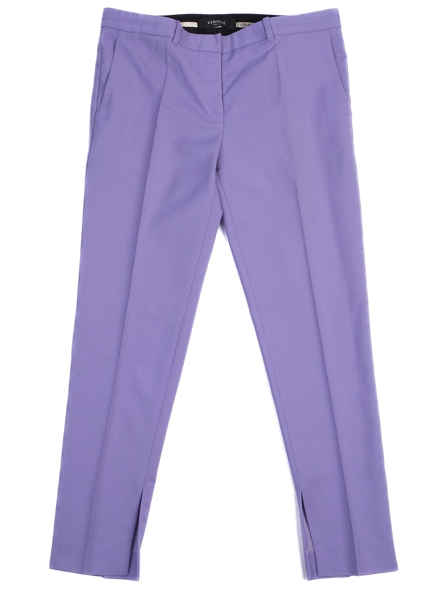 Excellent Versace Pink Wool Trousers Size L Made in Italy