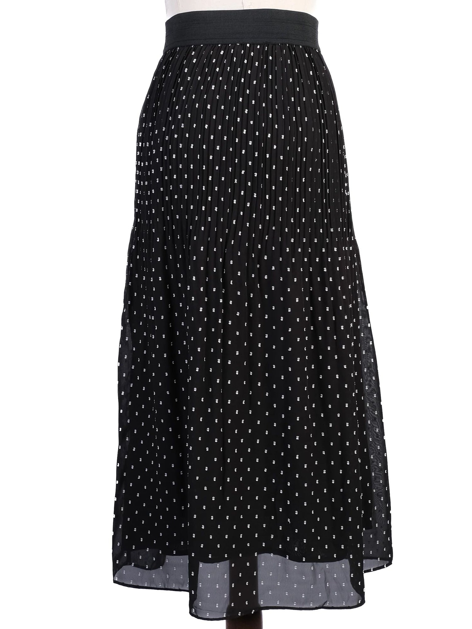 Excellent Maje Black Pleated Polka Dot Skirt Size XS