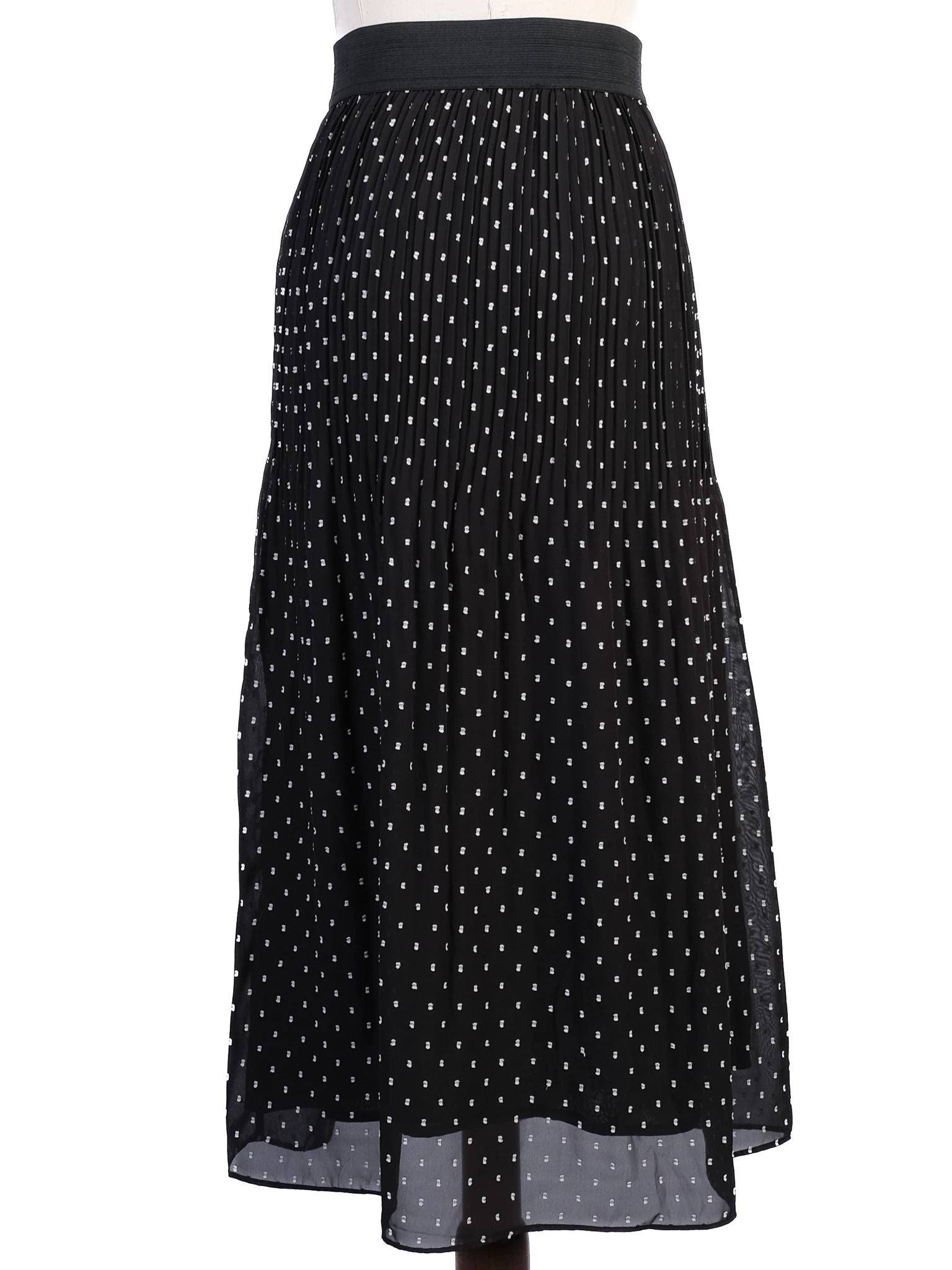 Excellent Maje Black Pleated Polka Dot Skirt Size XS
