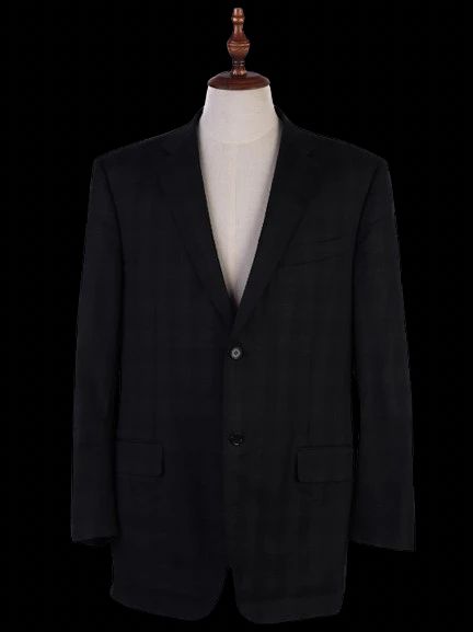 Excellent Canali Black Wool Suit Jacket Size XXL for Men