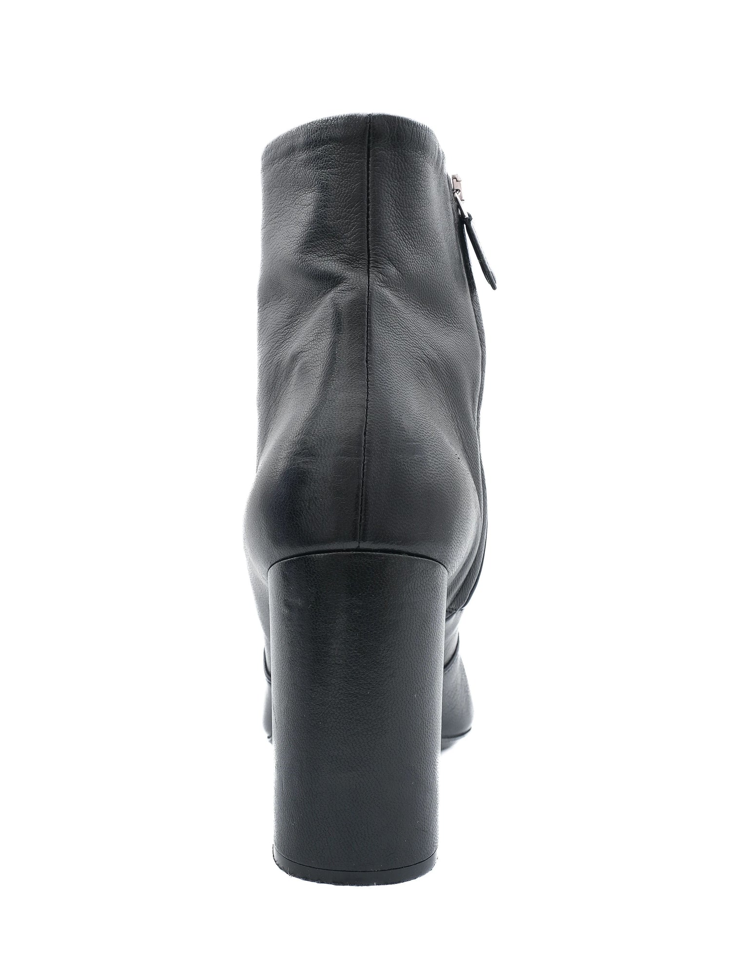 Excellent Prada Black Leather Ankle Boots Size 41 with Block Heel