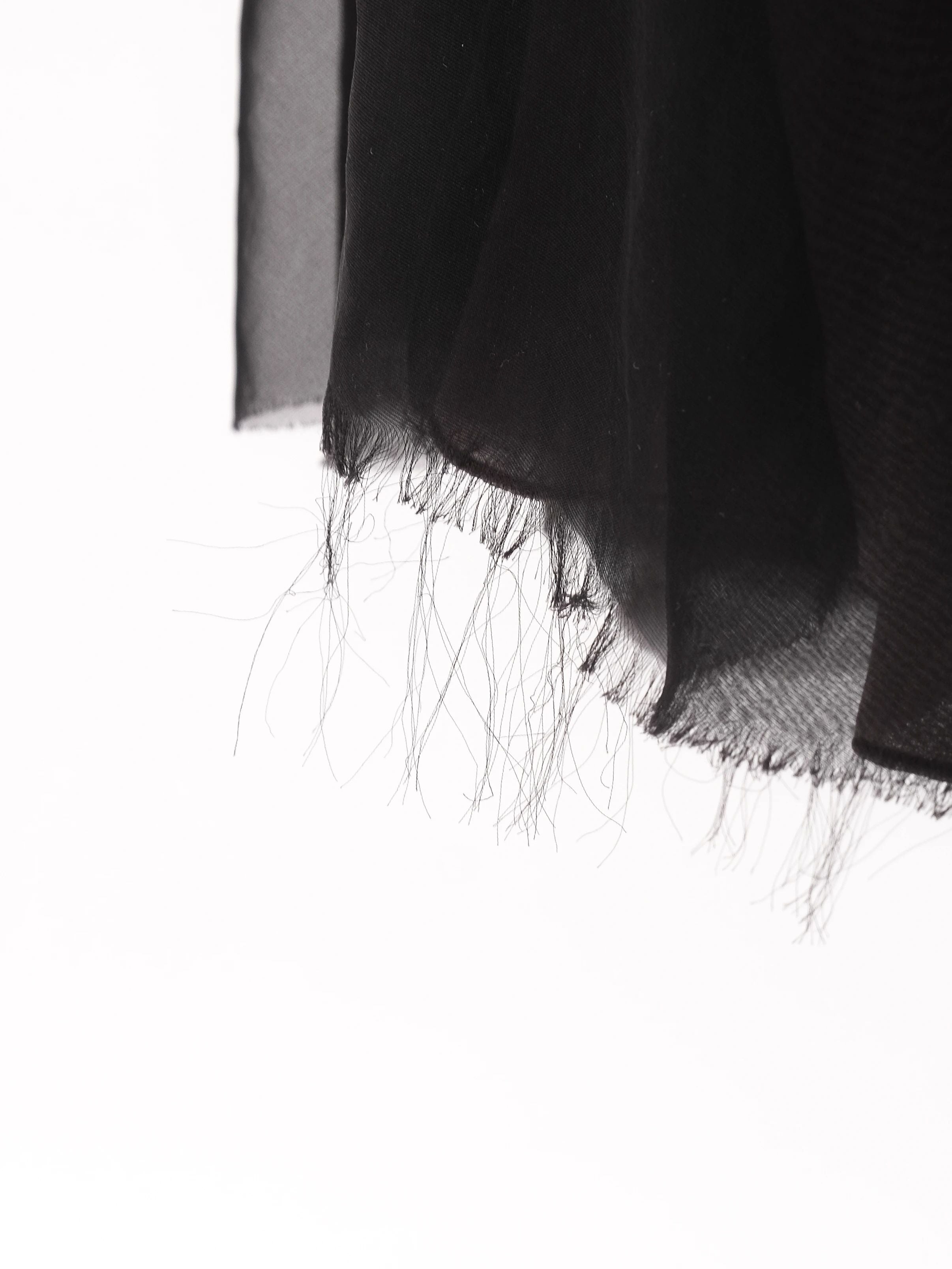 Excellent Lanvin Black Silk Skirt Size M with Sheer Overlay