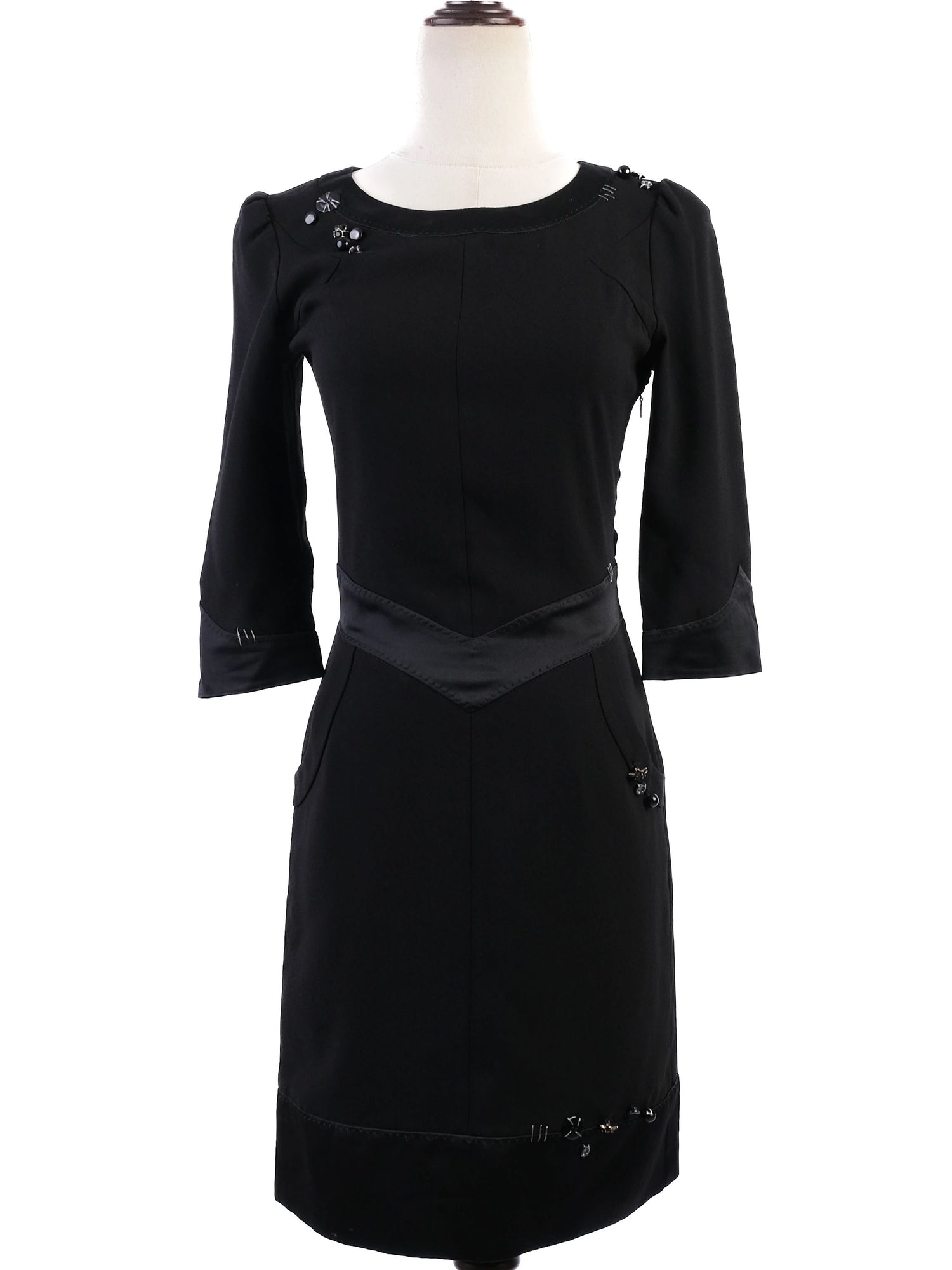 EXCELLENT Moschino Black Triacetate Dress XS with Embellishments