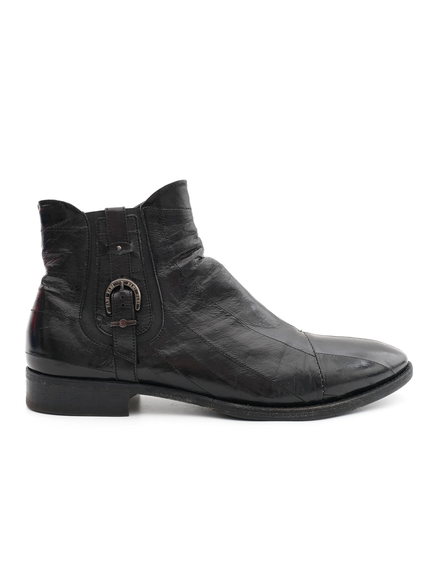 Excellent Fabi Black Leather Ankle Boots Size 43 with Zipper