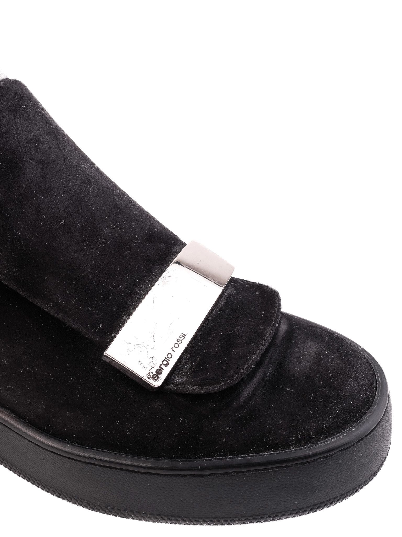 Good Sergio Rossi Black Suede Ankle Boots Size 36 with Metallic Detail