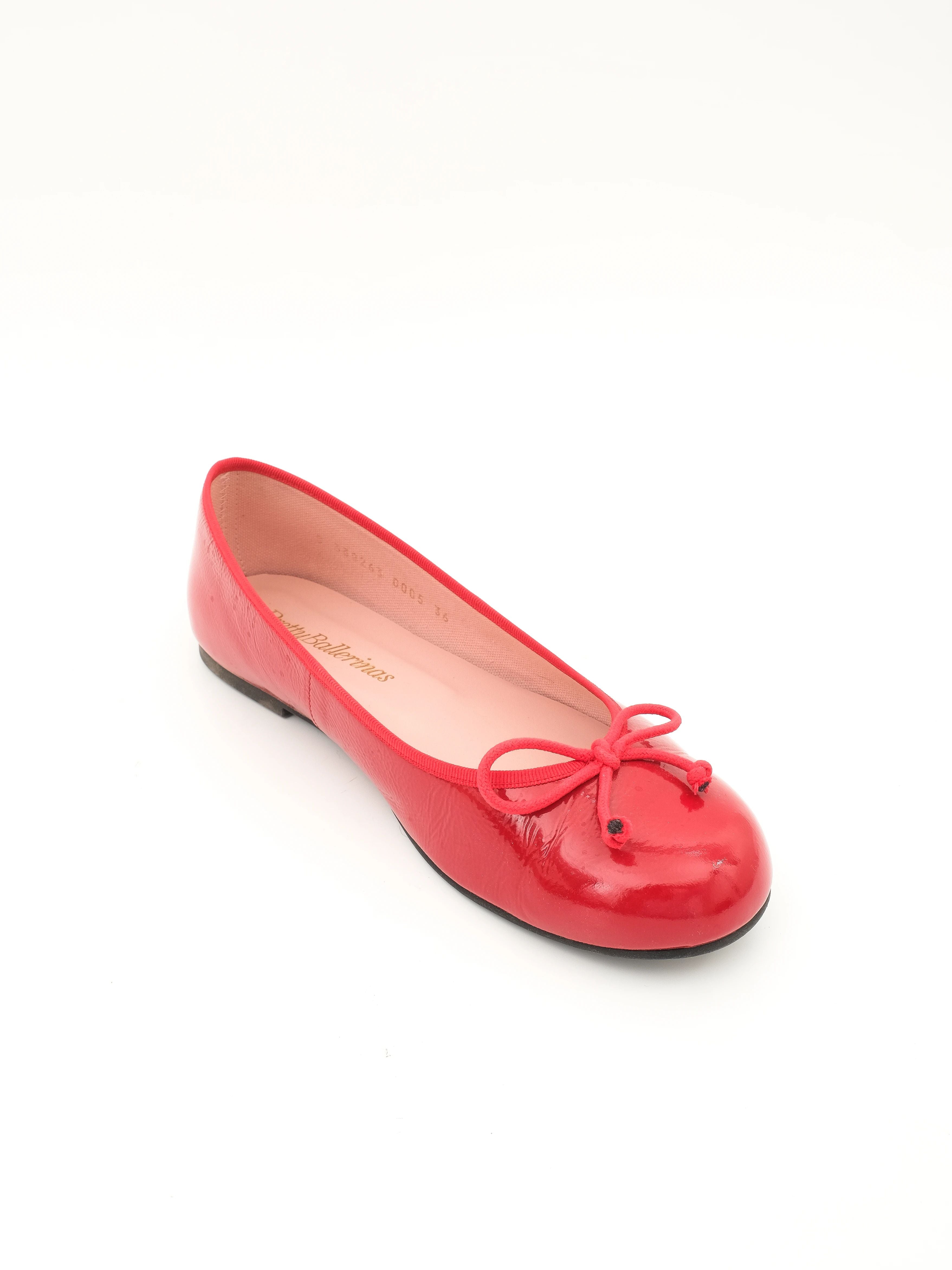 Excellent Pretty Ballerinas Red Leather Ballet Flats Size 36