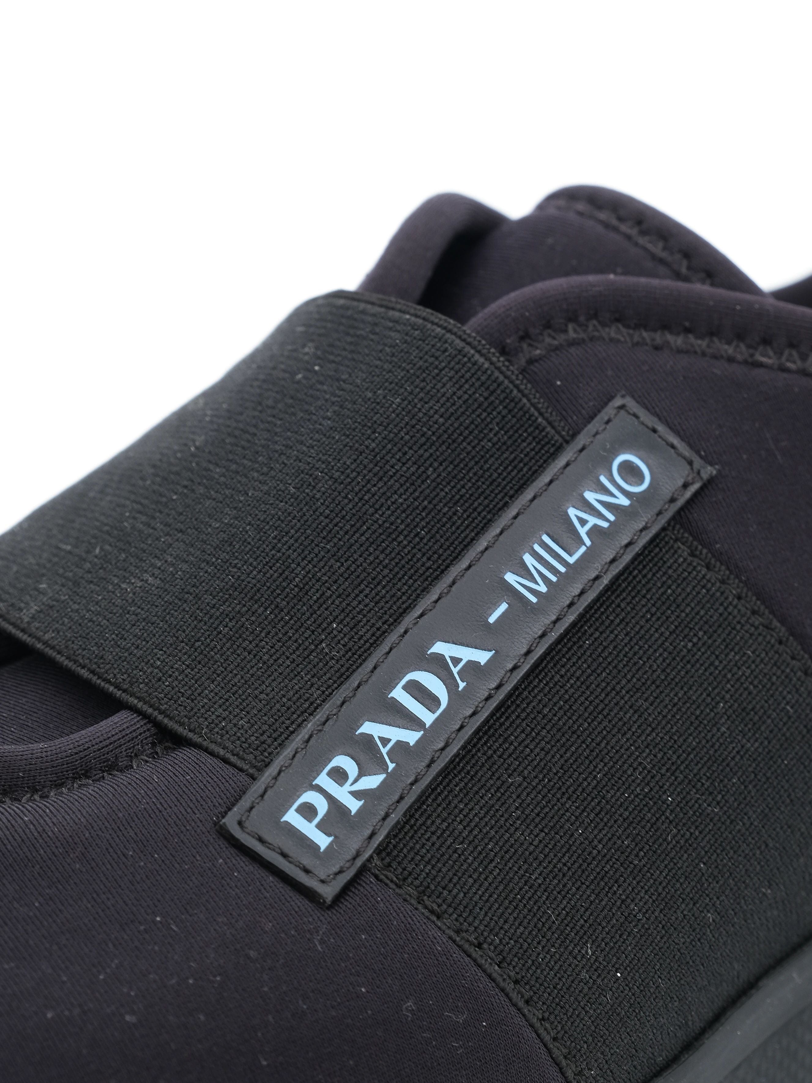 Excellent Prada Black Textile Slip-On Sneakers Size 37.5