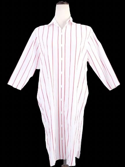 Excellent Marc O Polo White Shirt Dress Red Stripes Size N/A