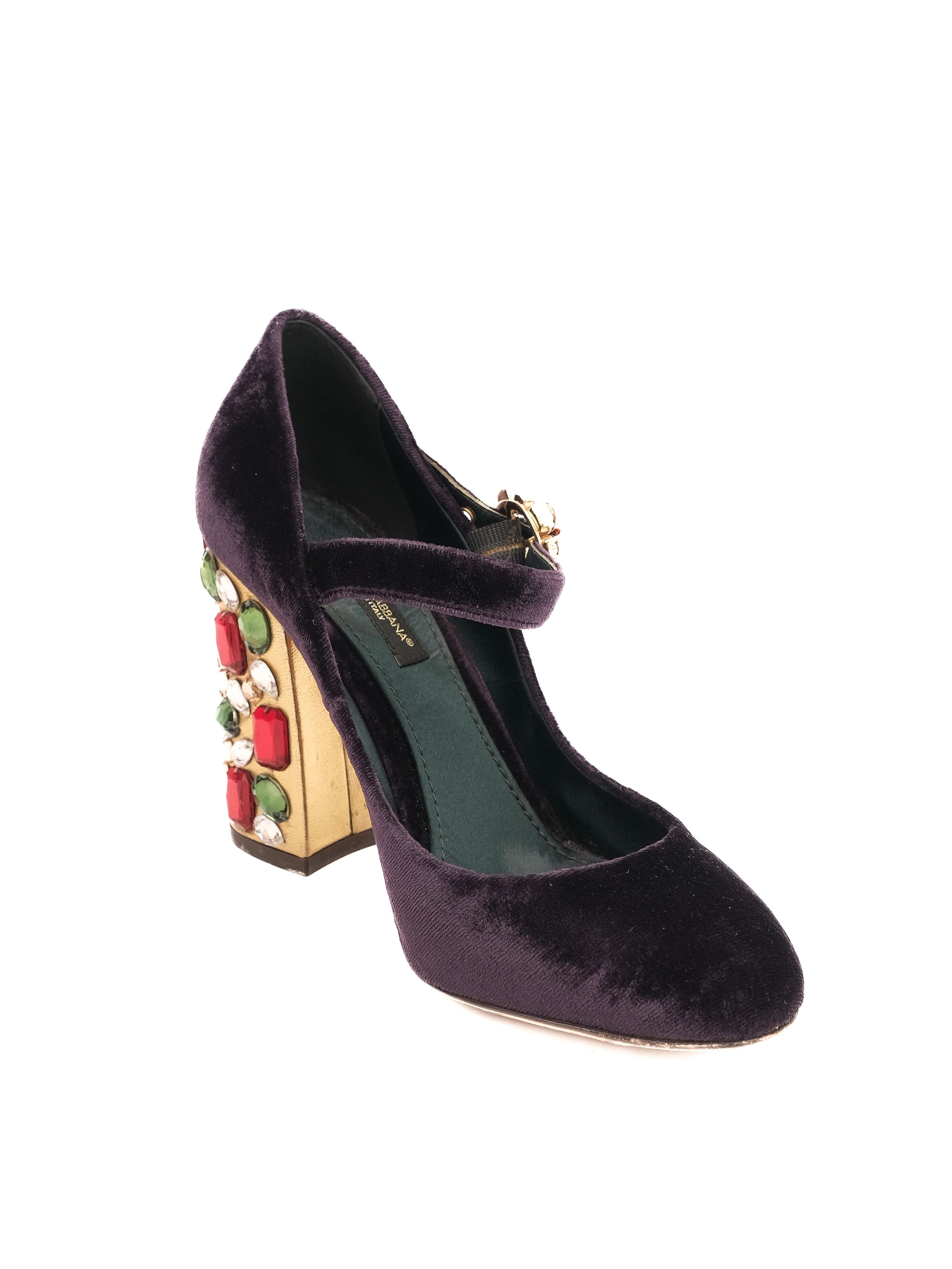 Excellent Dolce Gabbana Purple Velvet High Heel Shoes Size 35.5